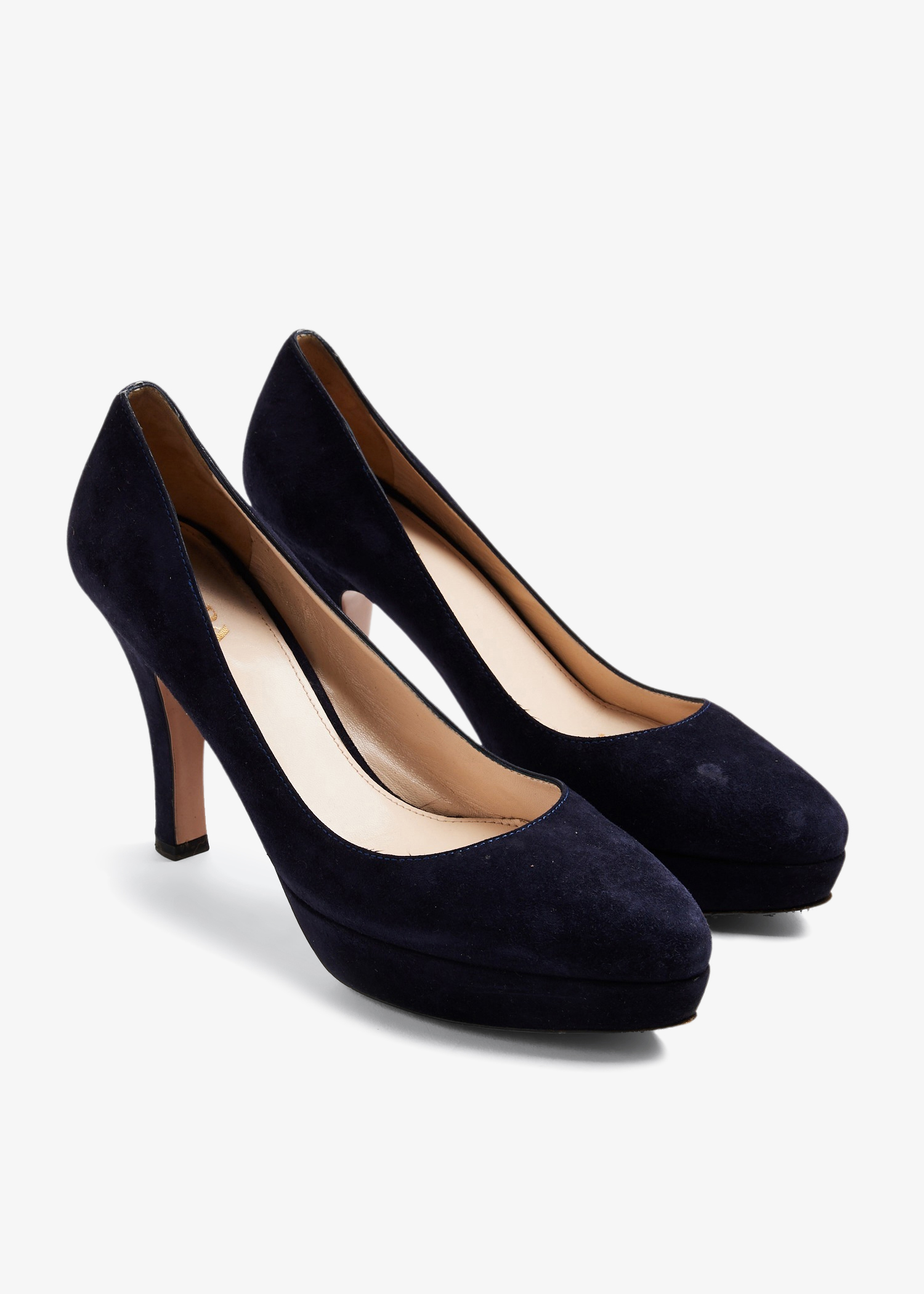 

Suede platform pumps, Blue