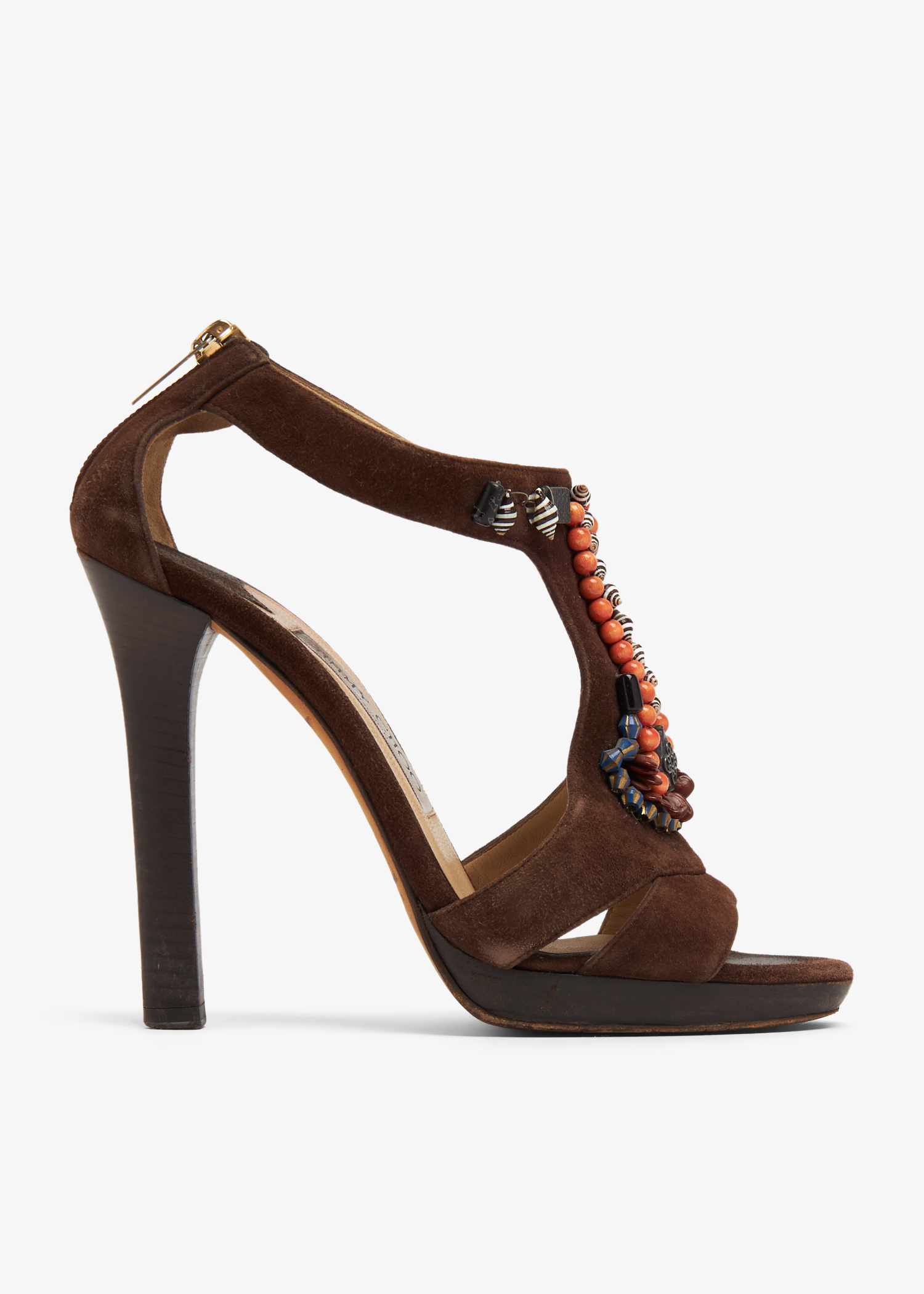 

Tribal beaded sandals, Brown