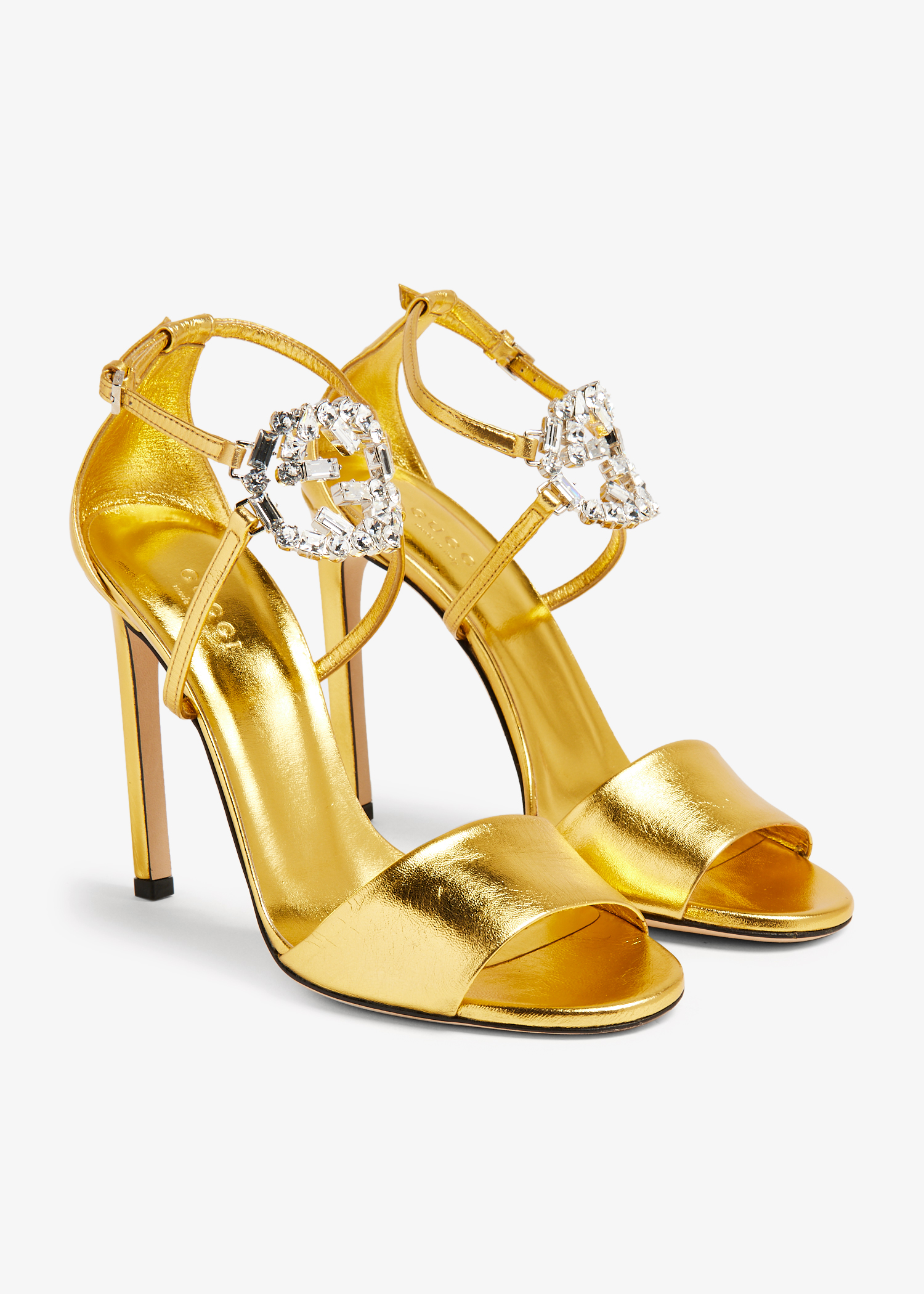 

Crystal GG sandals, Gold