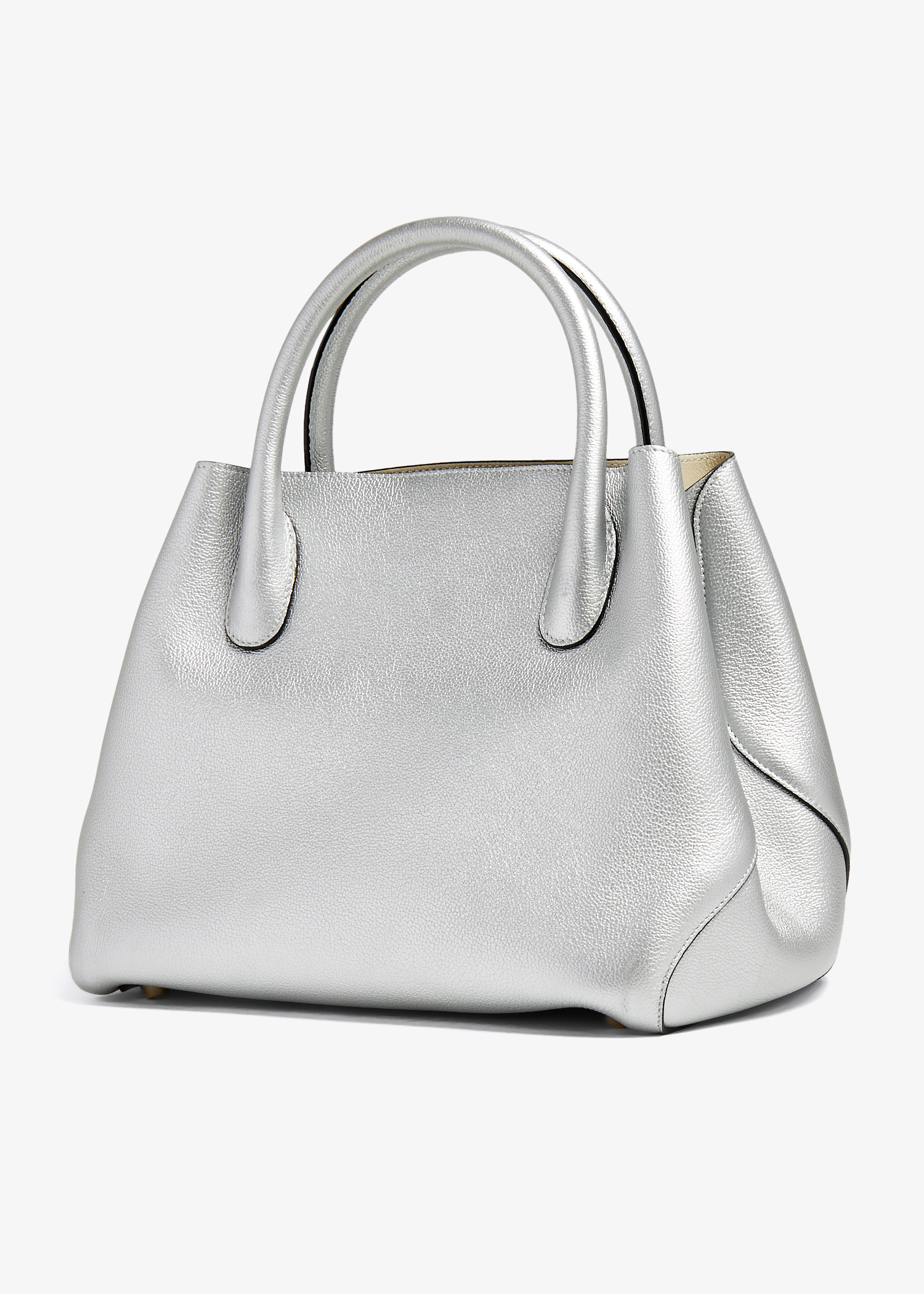 

Metallic open bar small tote bag, Silver