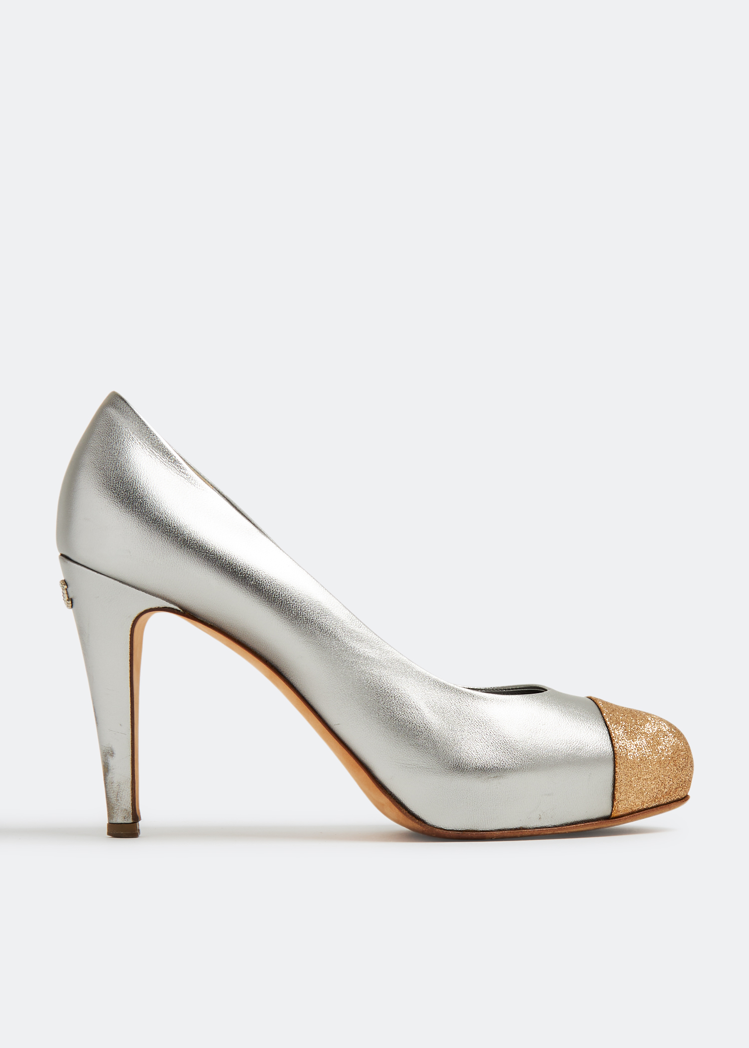 

Glitter CC cap-toe pumps, Silver