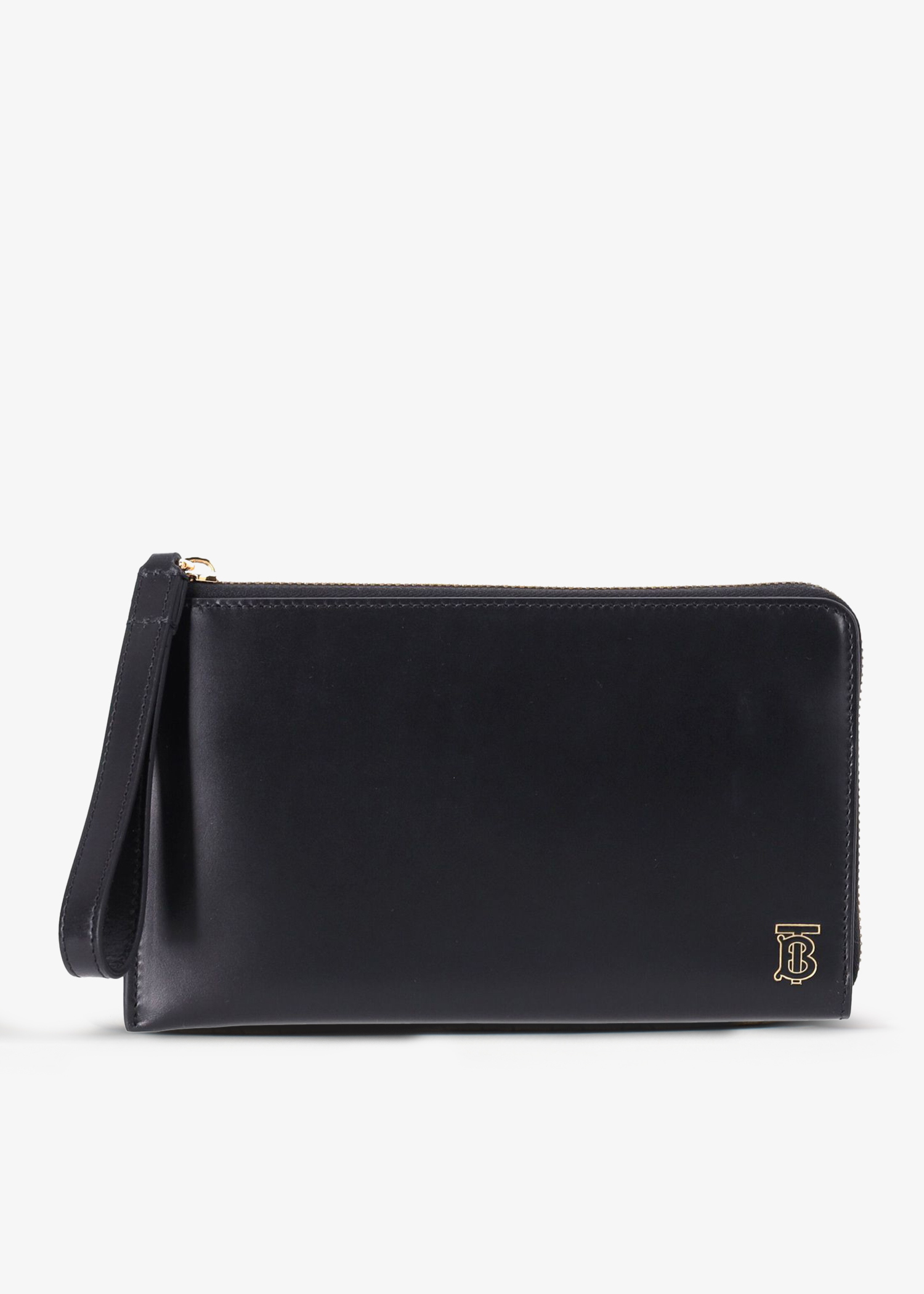 

TB logo zip-around pouch, Black