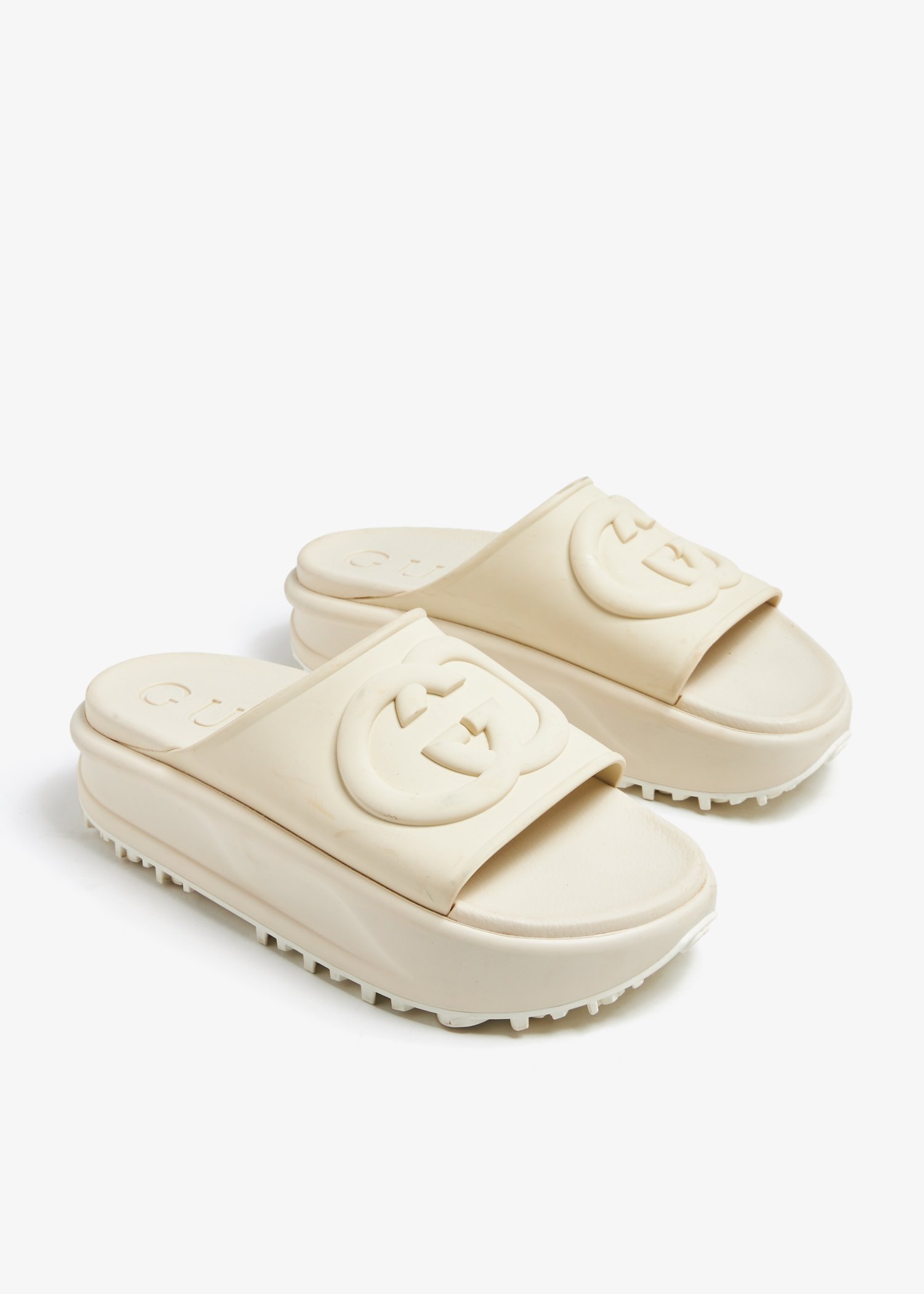 

Interlocking G slide sandals, White