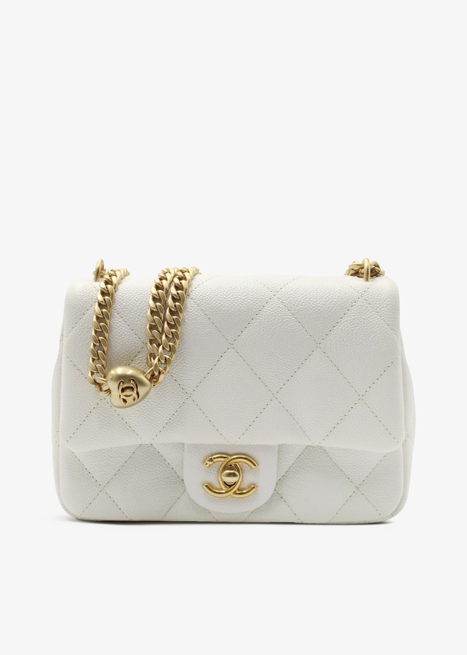 

Pearl Crush Mini Square Flap bag, White