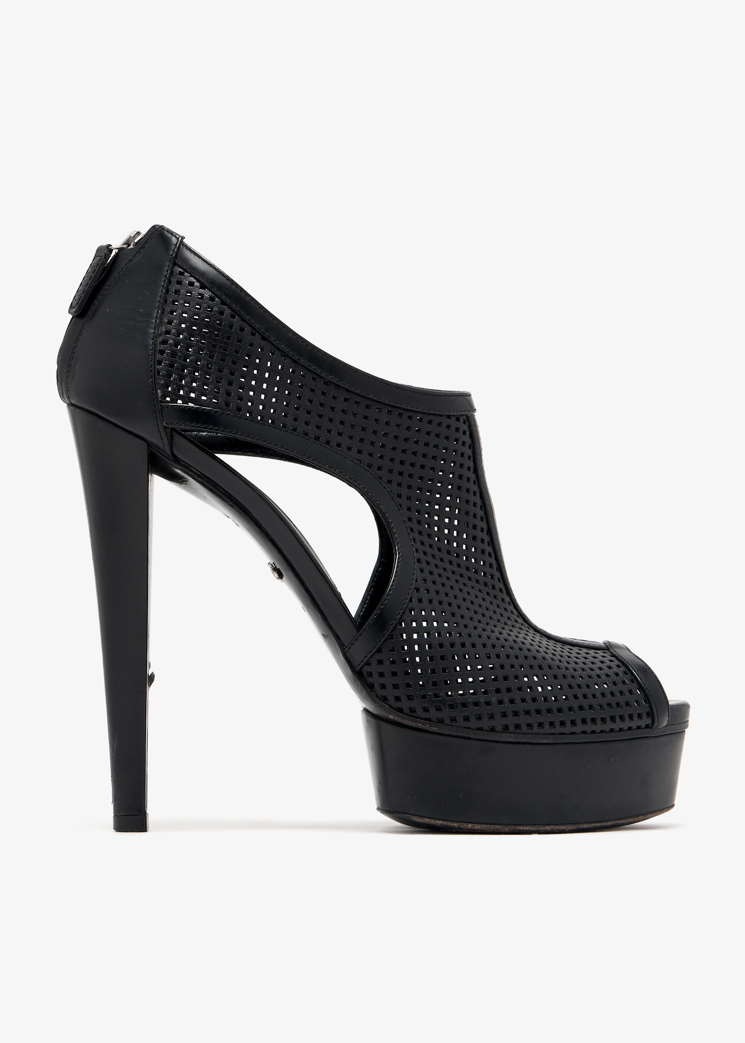

Kim perforated platform booties, Black