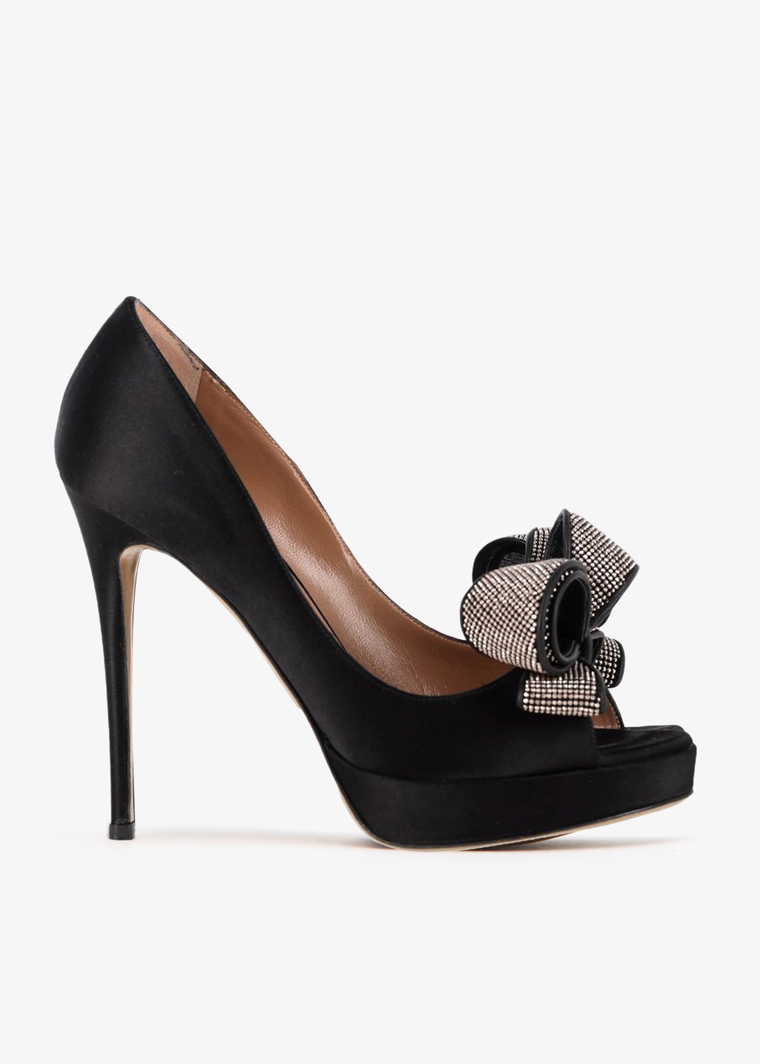 

Bow peep toe pumps, Black