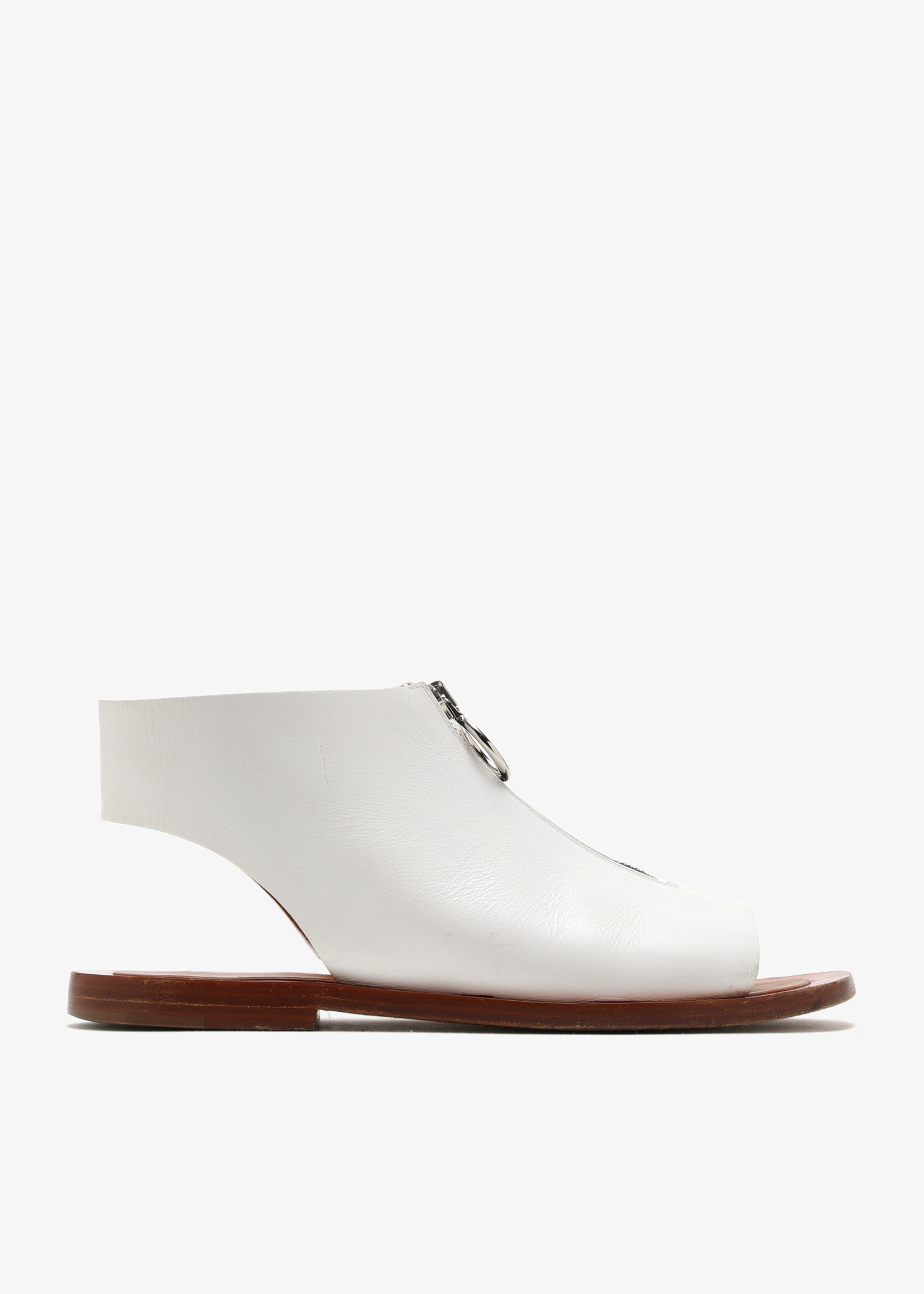 

Zipped flat sandals, White