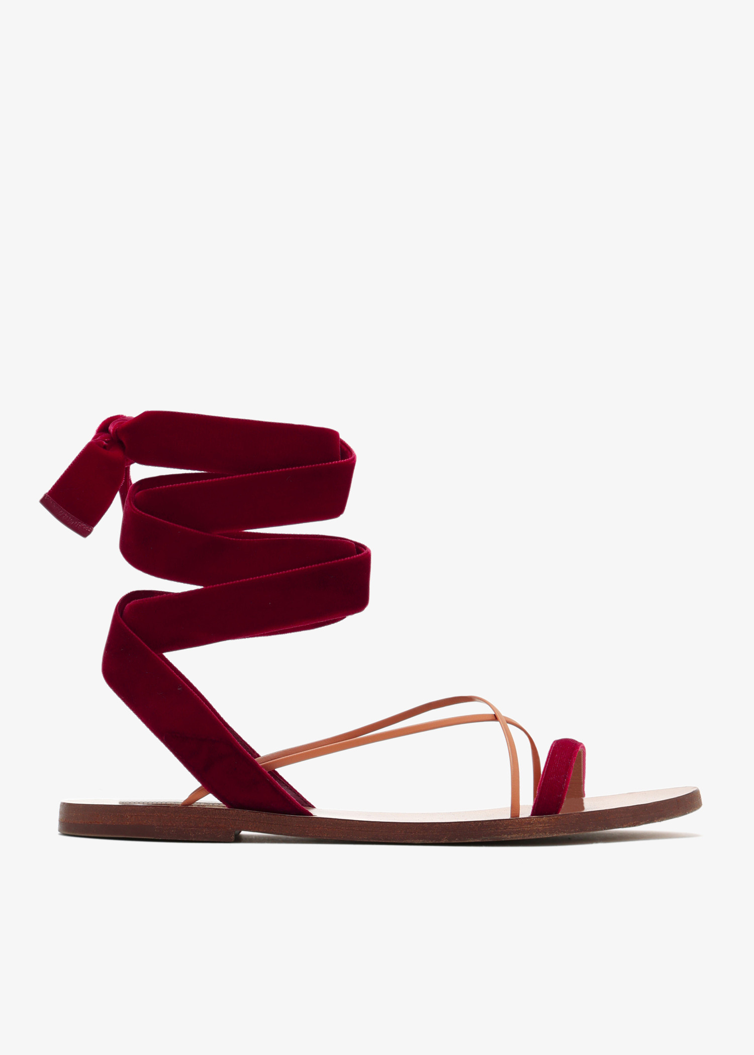 

Velvelt lace-up flat sandals, Burgundy