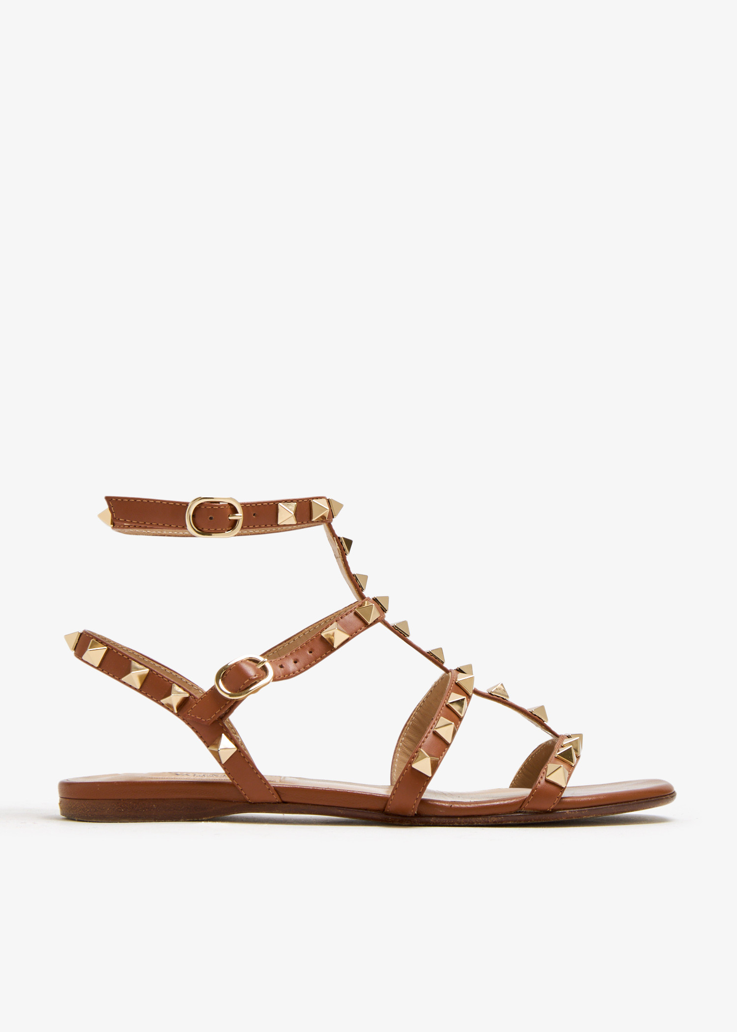 

Rockstud flat sandals, Brown