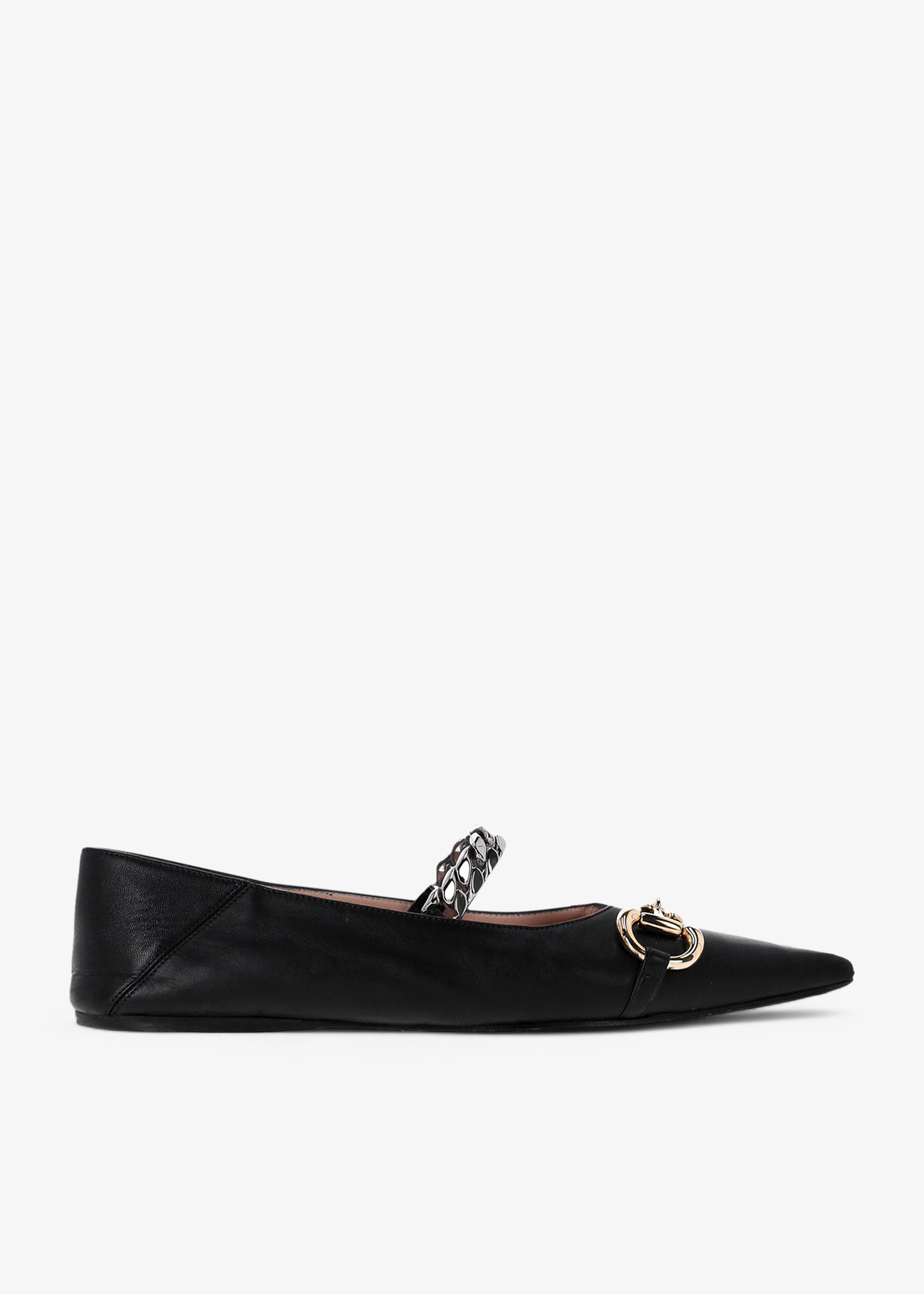 

Deva Horsebit Chain ballerina flats, Black