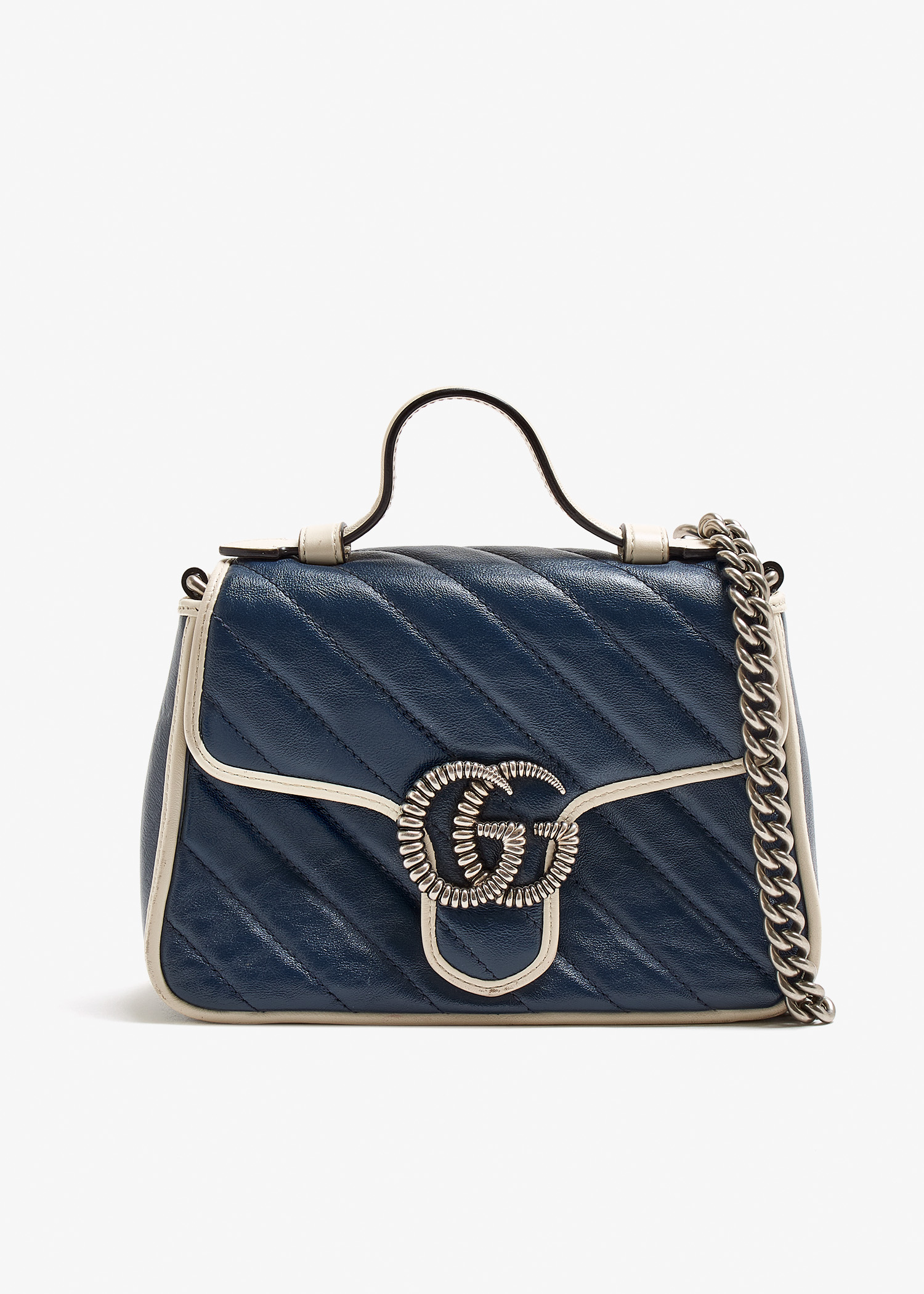 

GG Marmont mini top handle bag, Navy