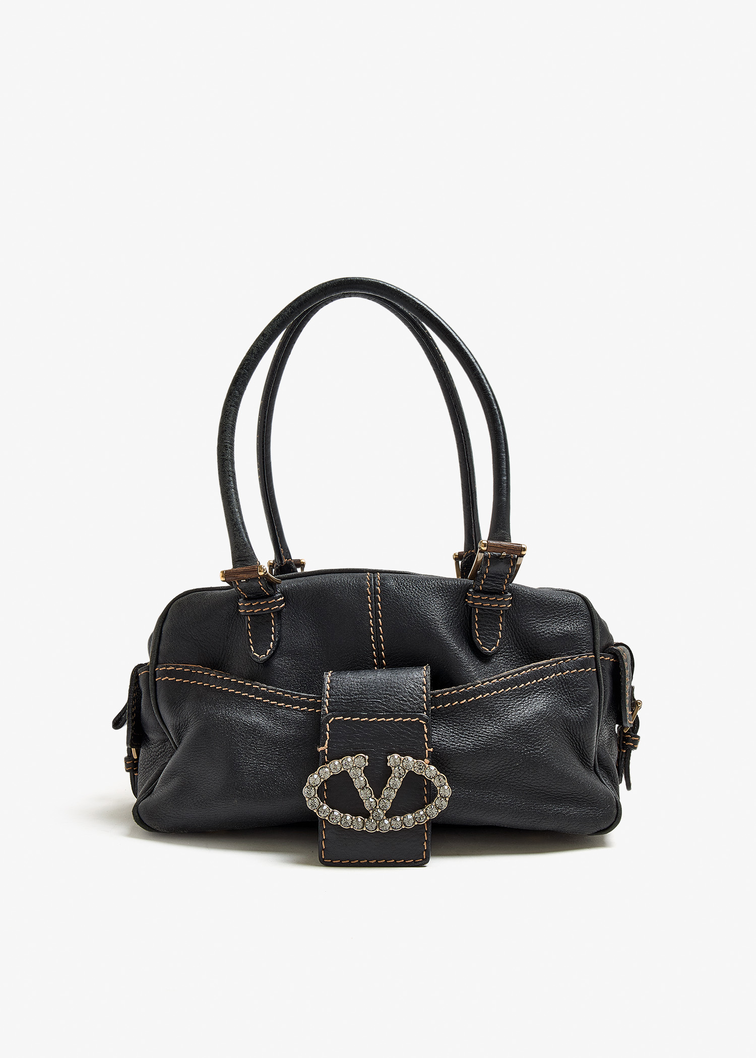 

Crystal VLogo shoulder bag, Black