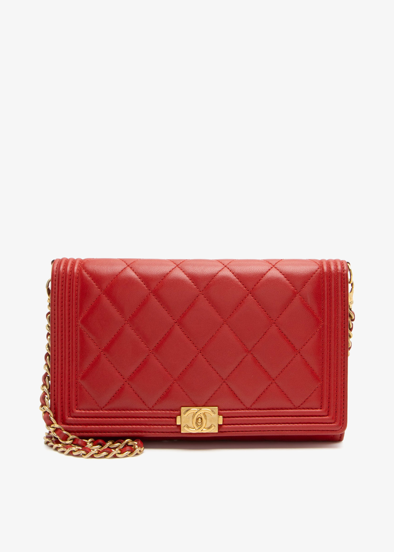 

Lambskin Boy clutch, Red