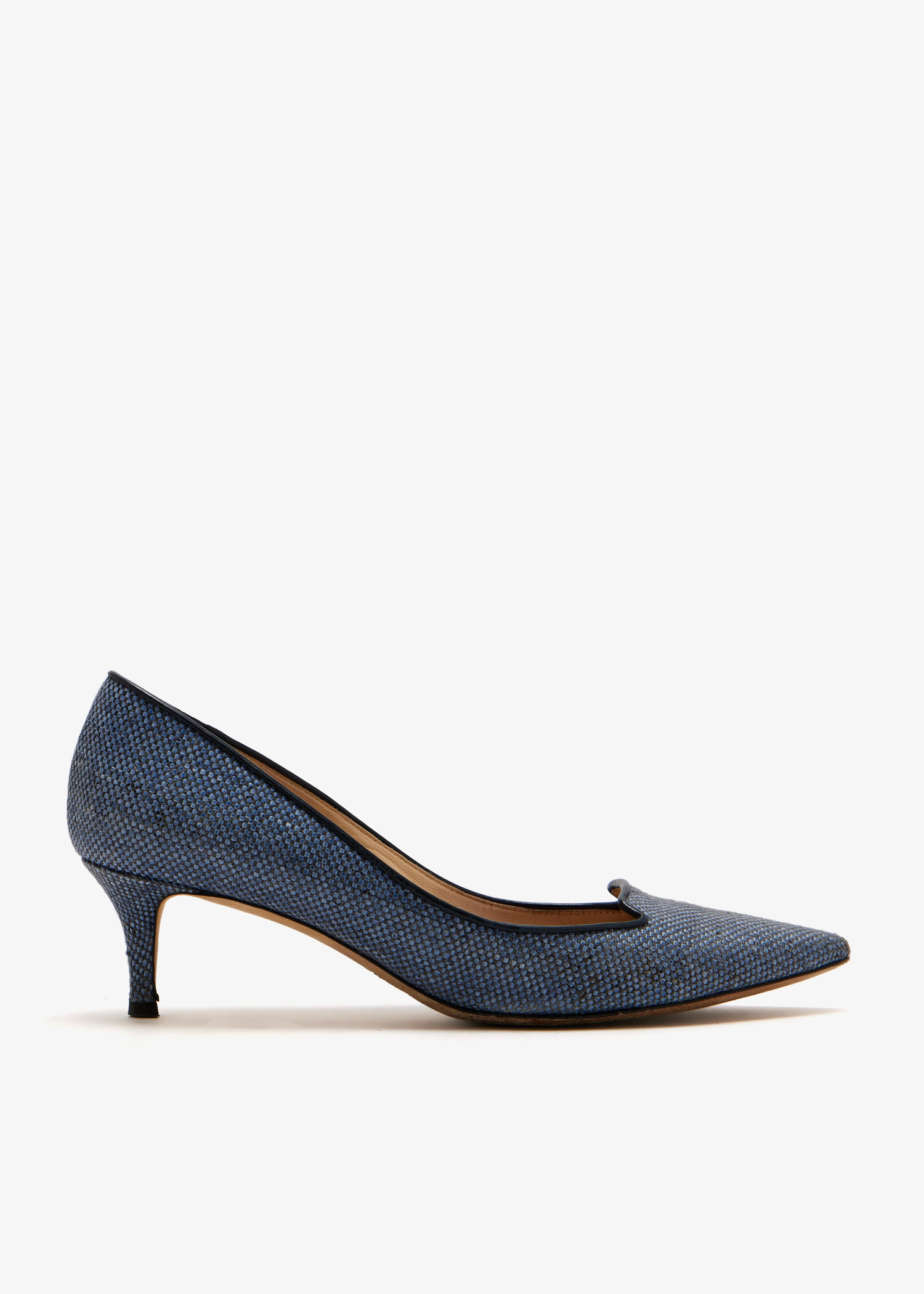 

Woven kitten heel pumps, Navy
