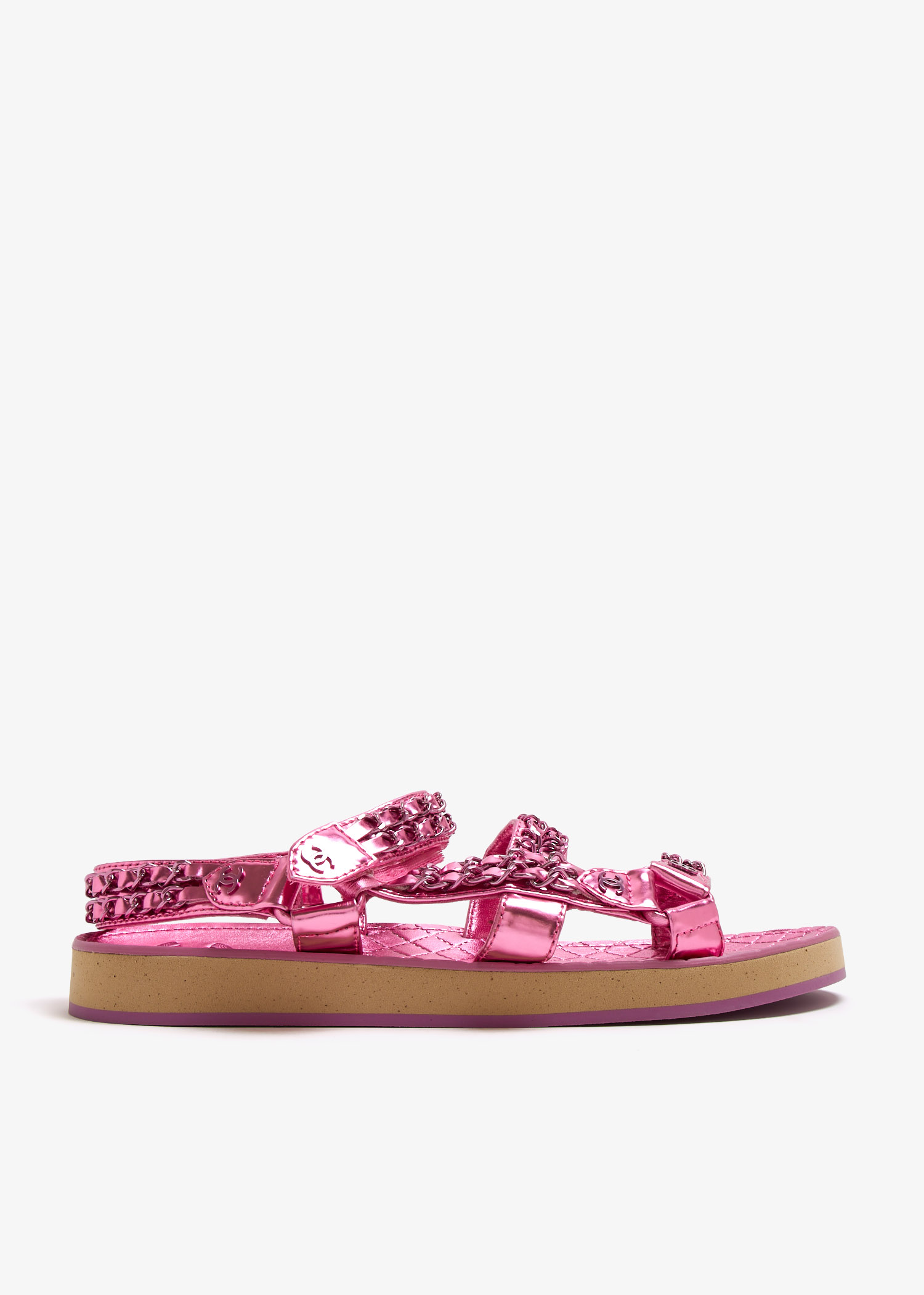 

CC chain detail sandals, Pink