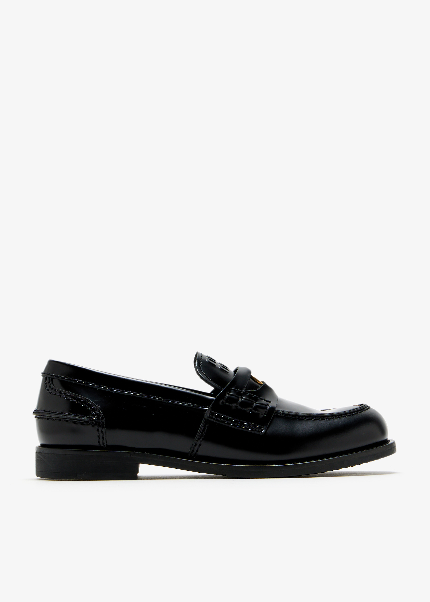 

Brushed leather penny loafers, Black