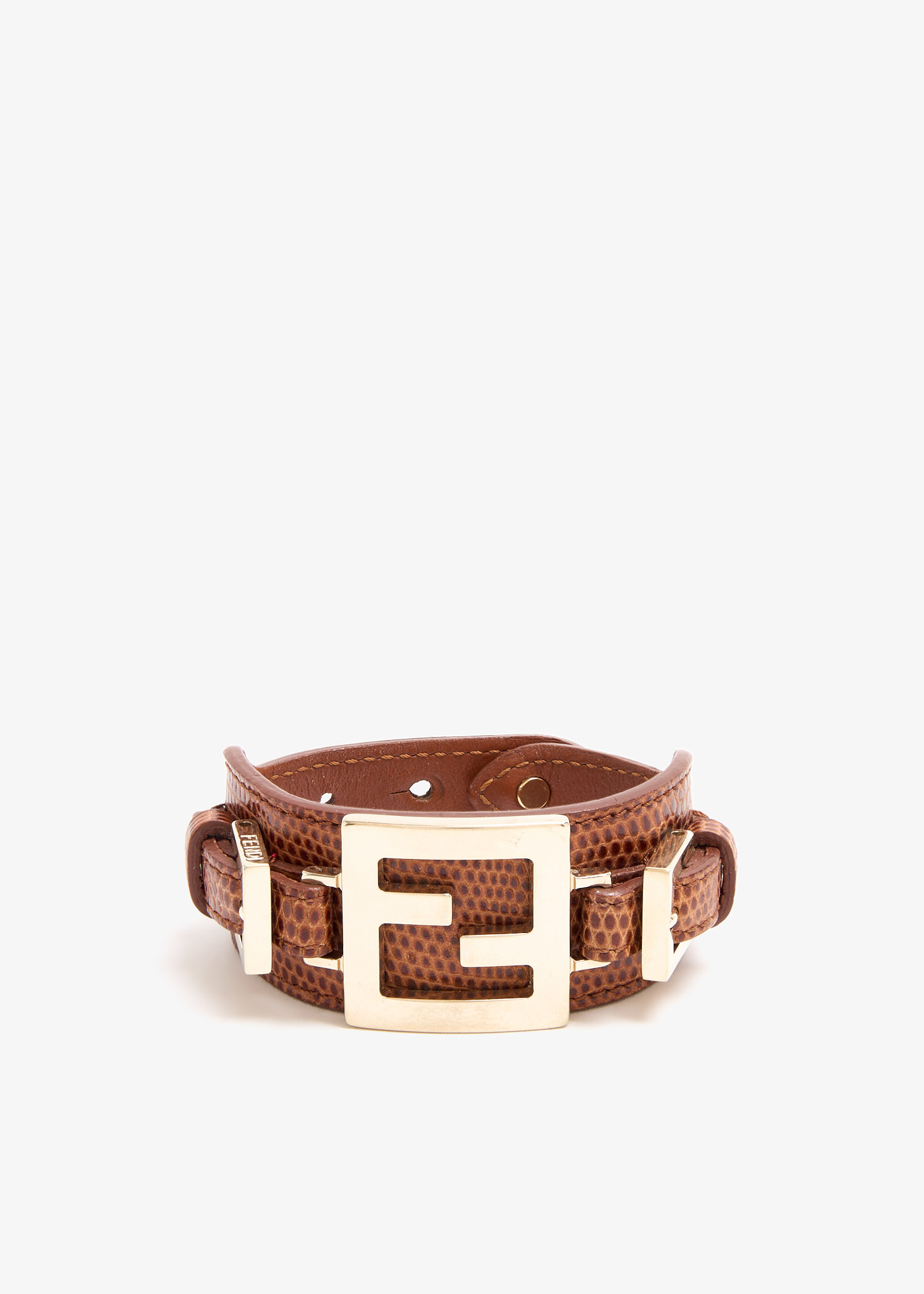 

FF logo buckle cuff bracelet, Brown
