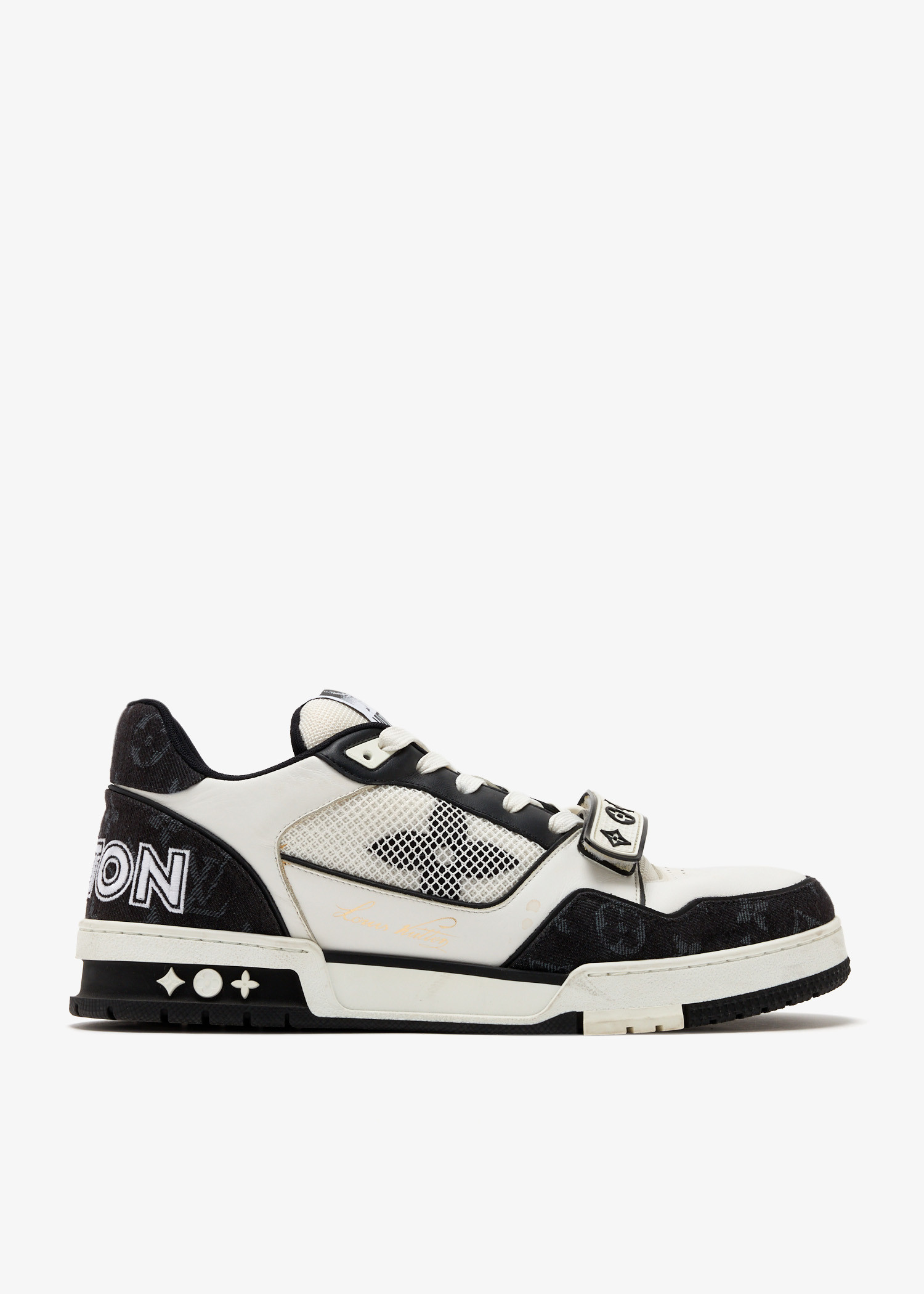 

LV logo-embroidered sneakers, White