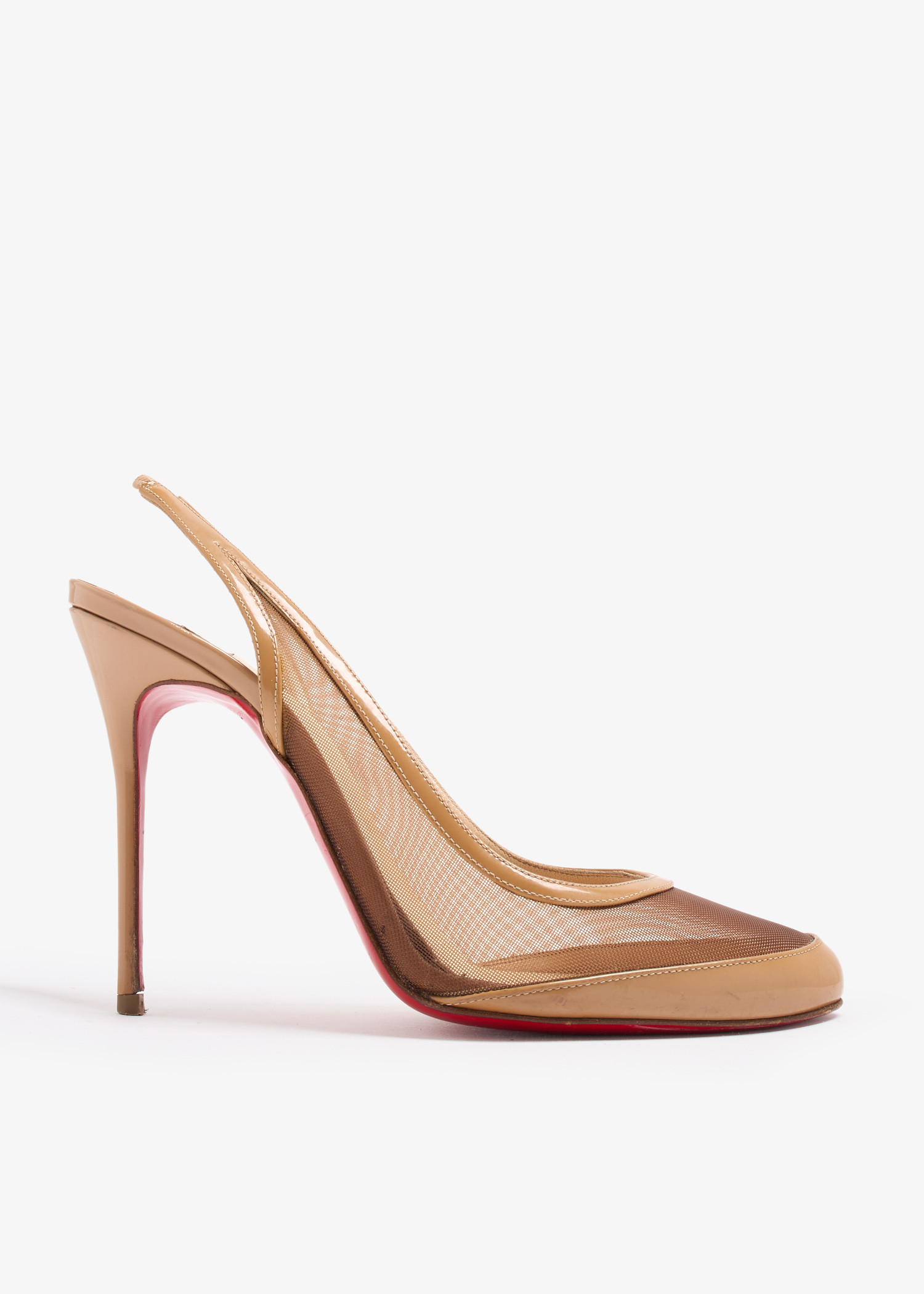 

Mesh slingback pumps, Beige