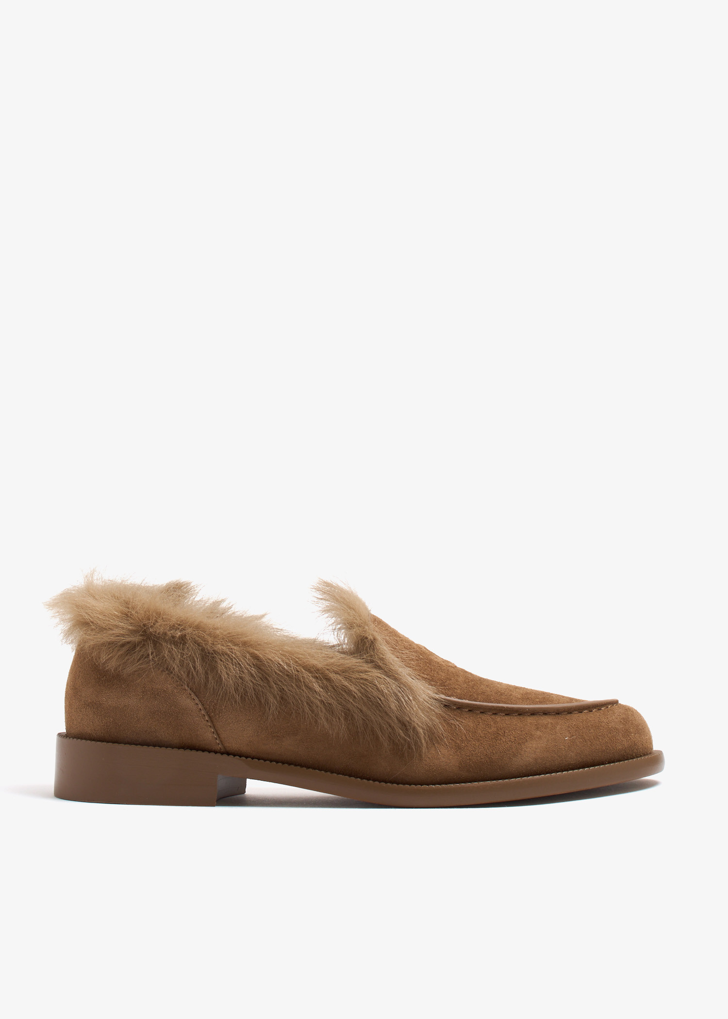 

CC-Embossed fur-trimmed moccasins, Beige