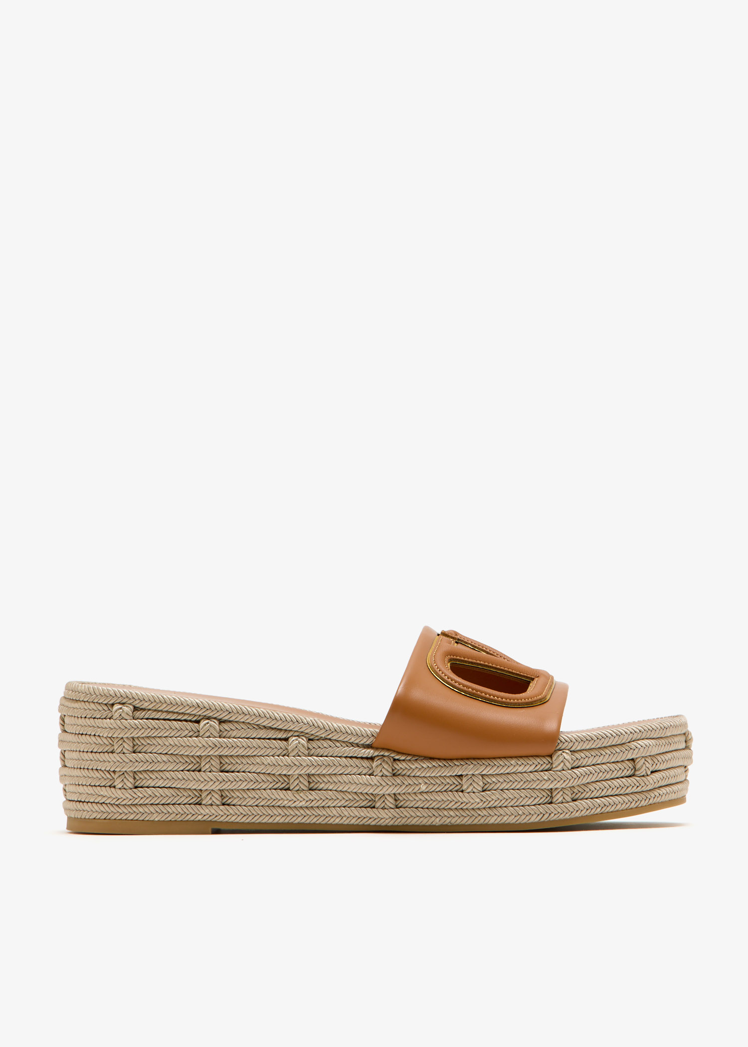 

VLogo cut-out wedge sandals, Brown