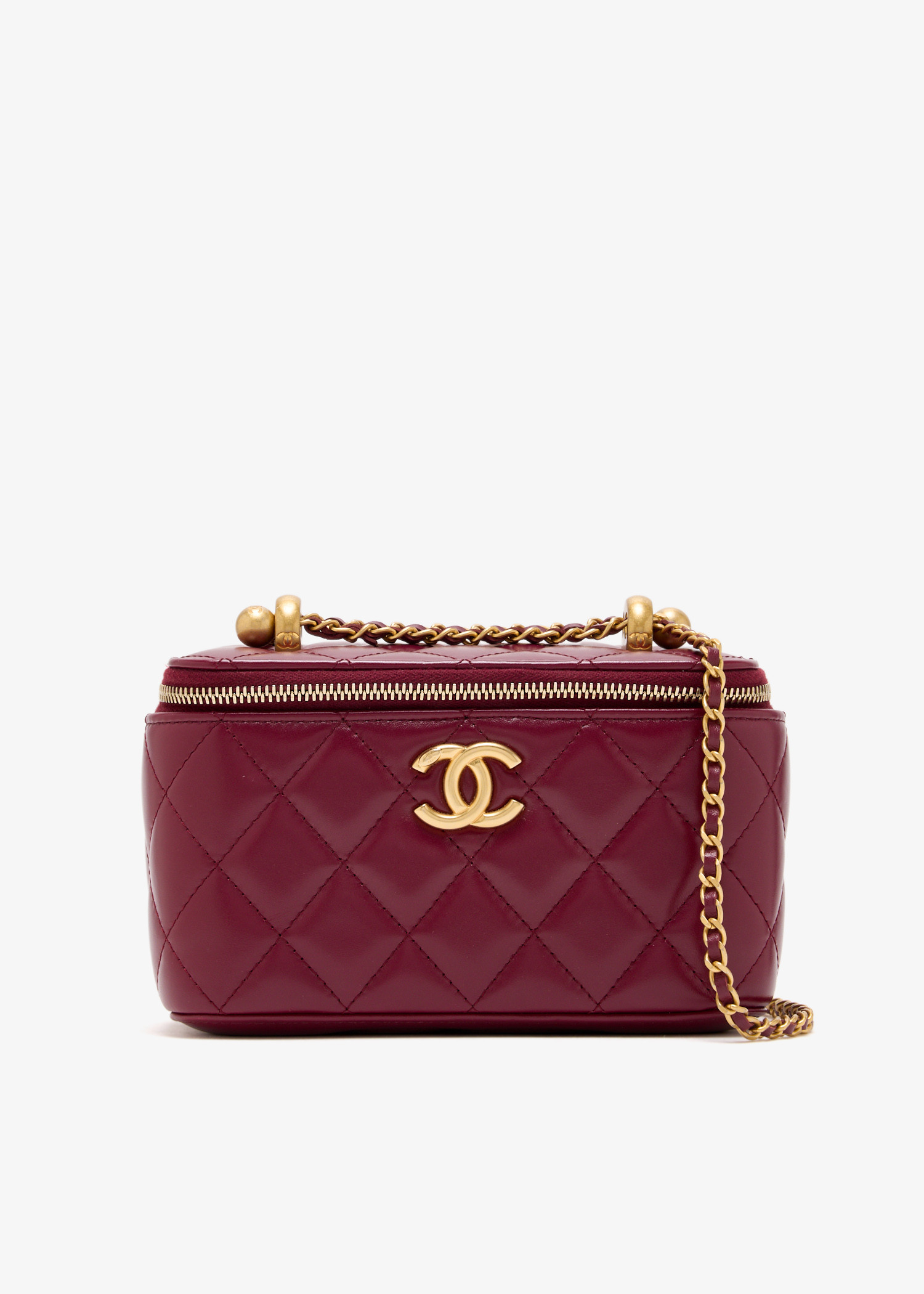 

Small Quilted Vanity case, Burgundy