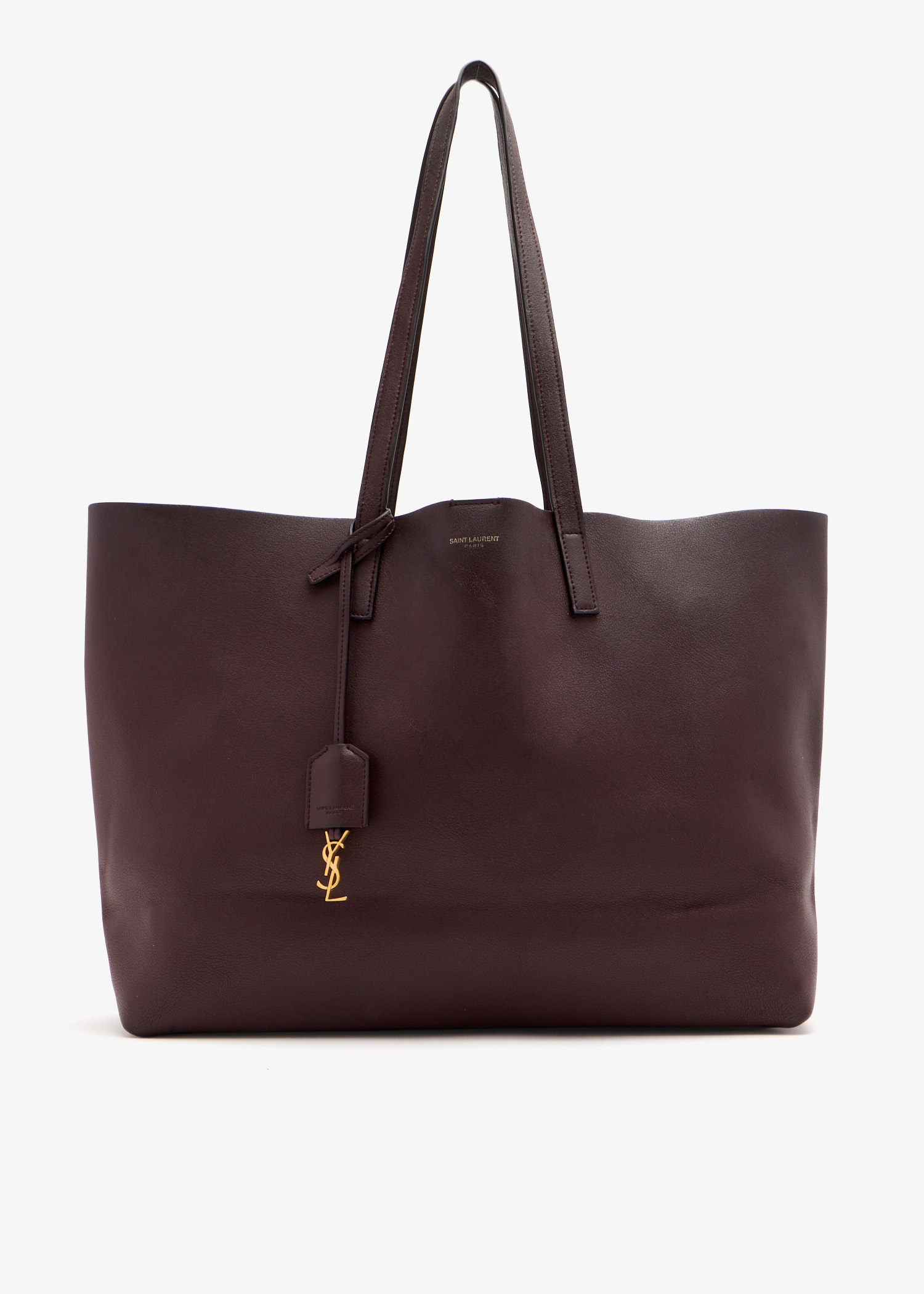 

Leather shopping tote bag, Burgundy