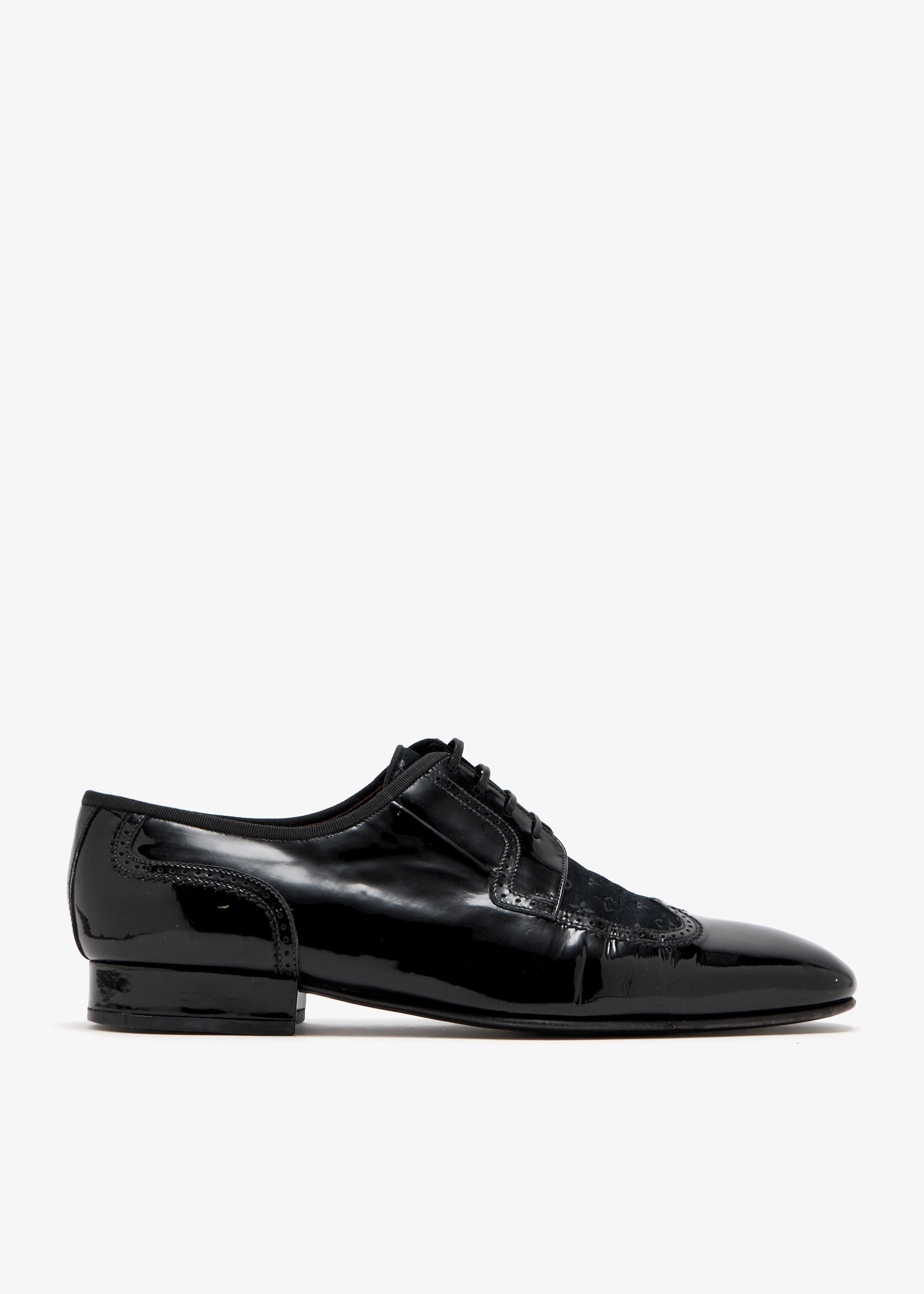 

Monogram-trimmed wingtip derby shoes, Black