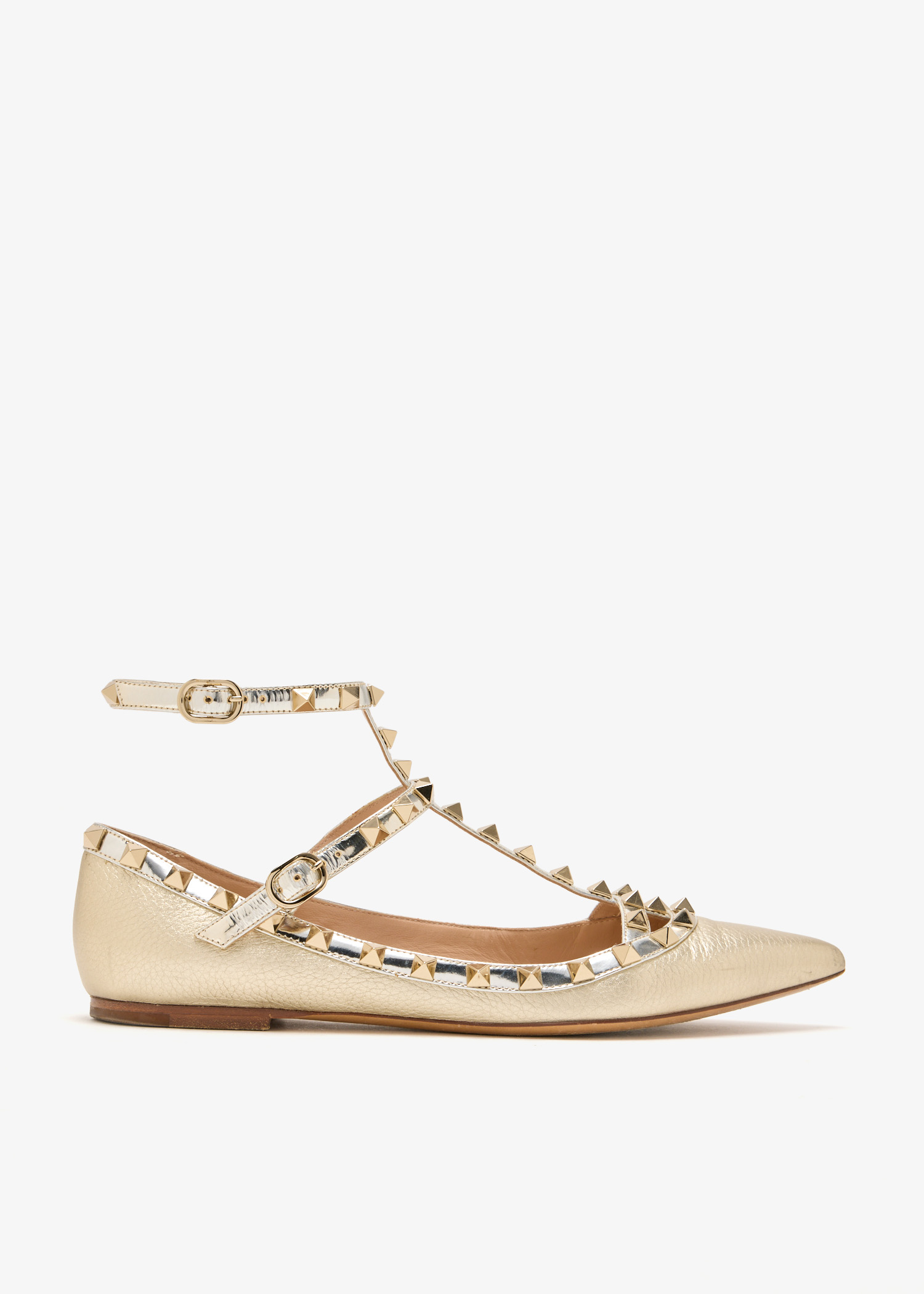 

Rockstud ballet flats, Gold