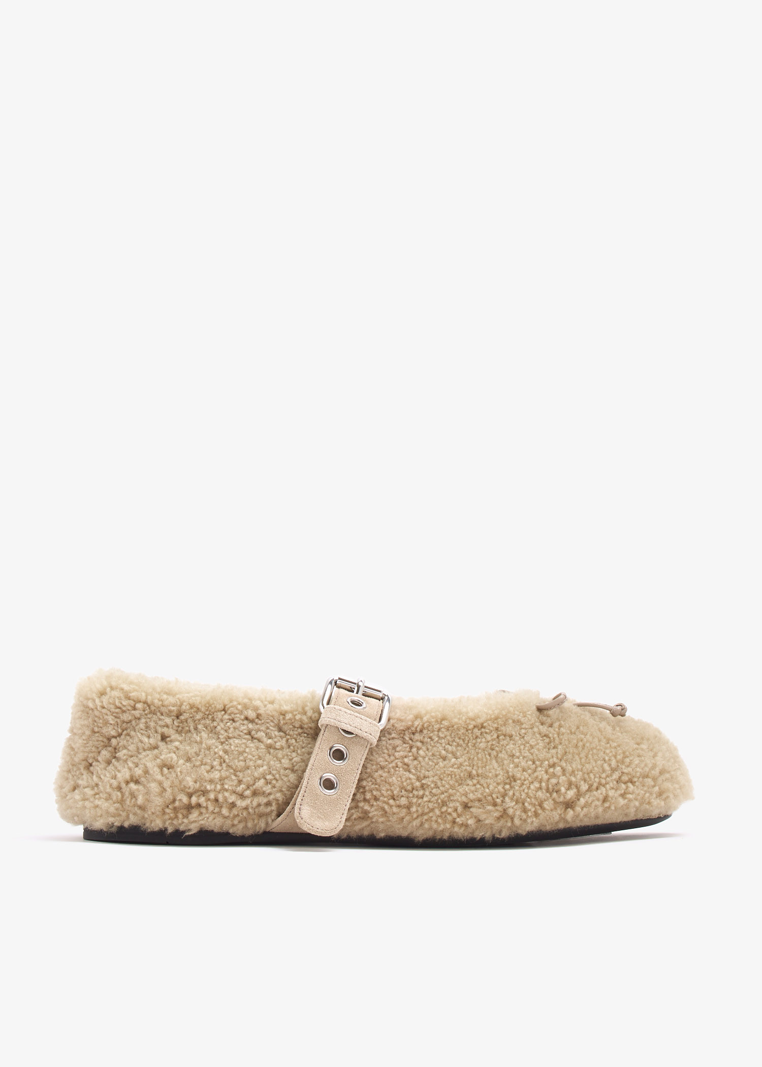 

Shearling Buckled ballet flats, Beige