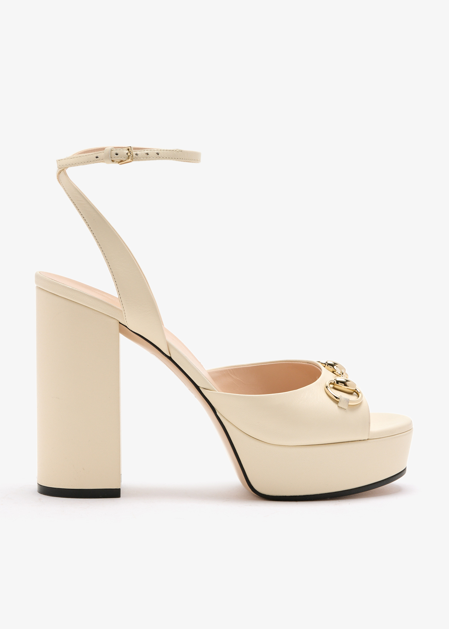 

Horsebit platform sandals, Cream
