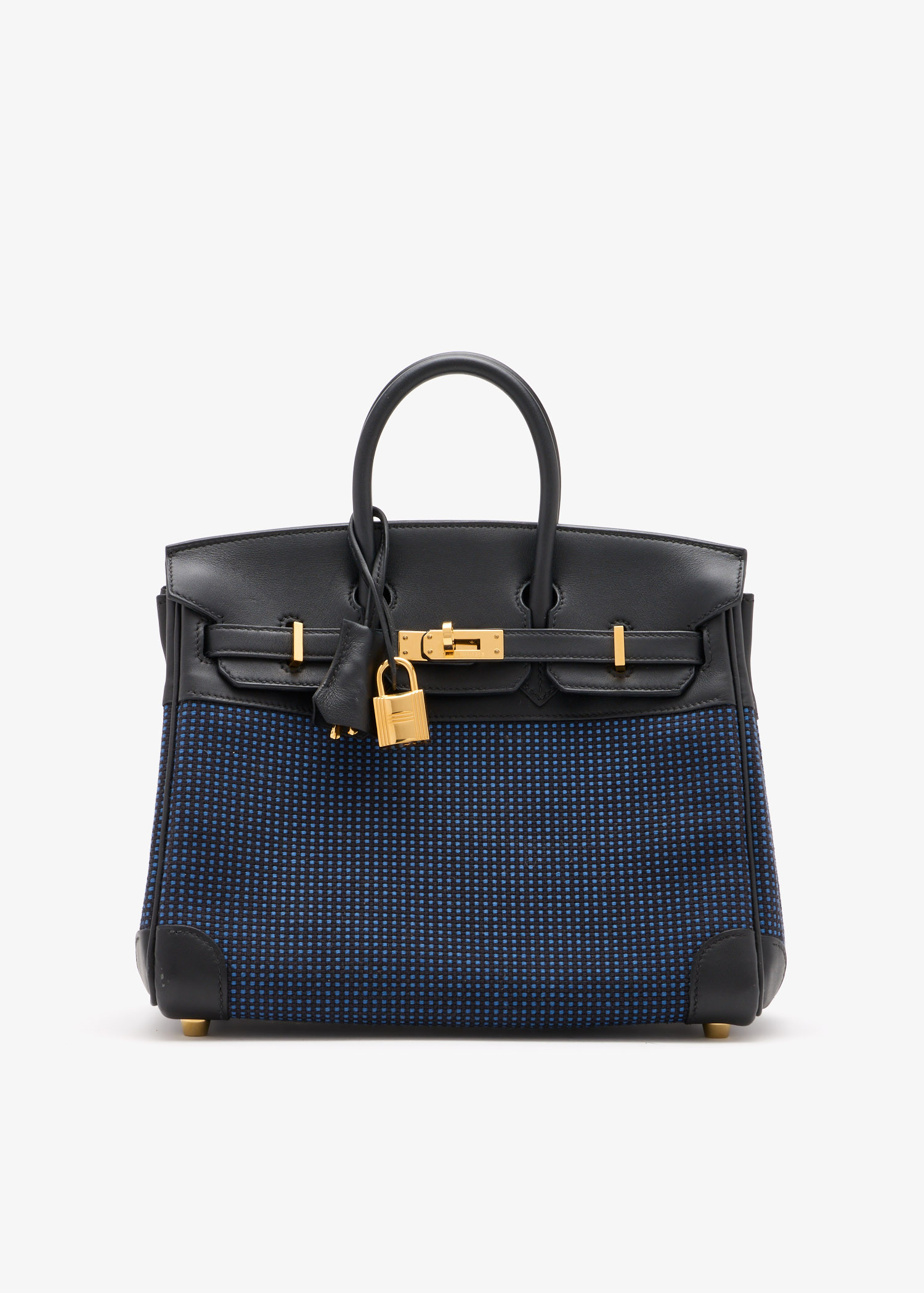 

Birkin 25 Swift-Toile Quadrille bag, Navy