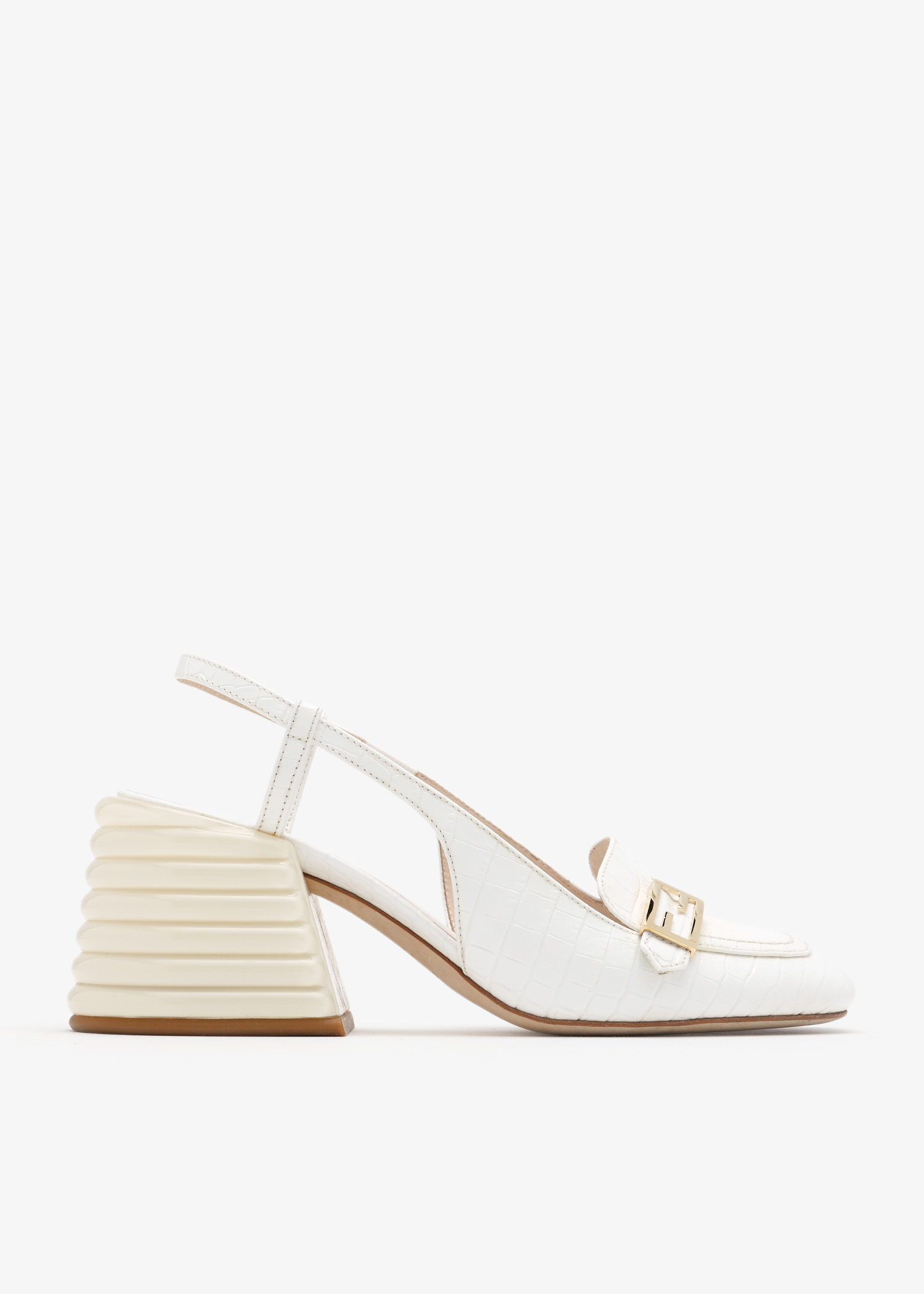 

Promenade croc-embossed slingback pumps, White