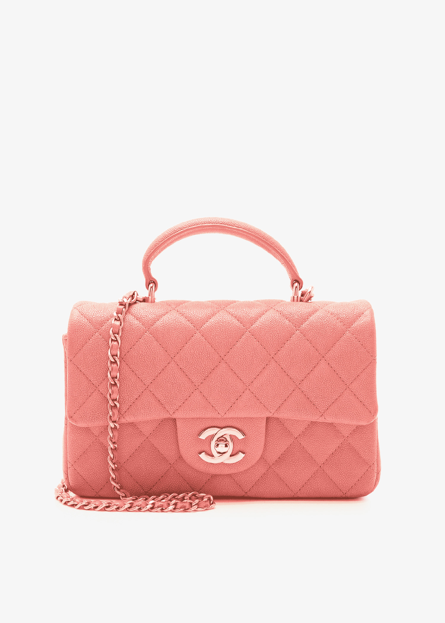 

CC caviar leather mini flap bag, Pink