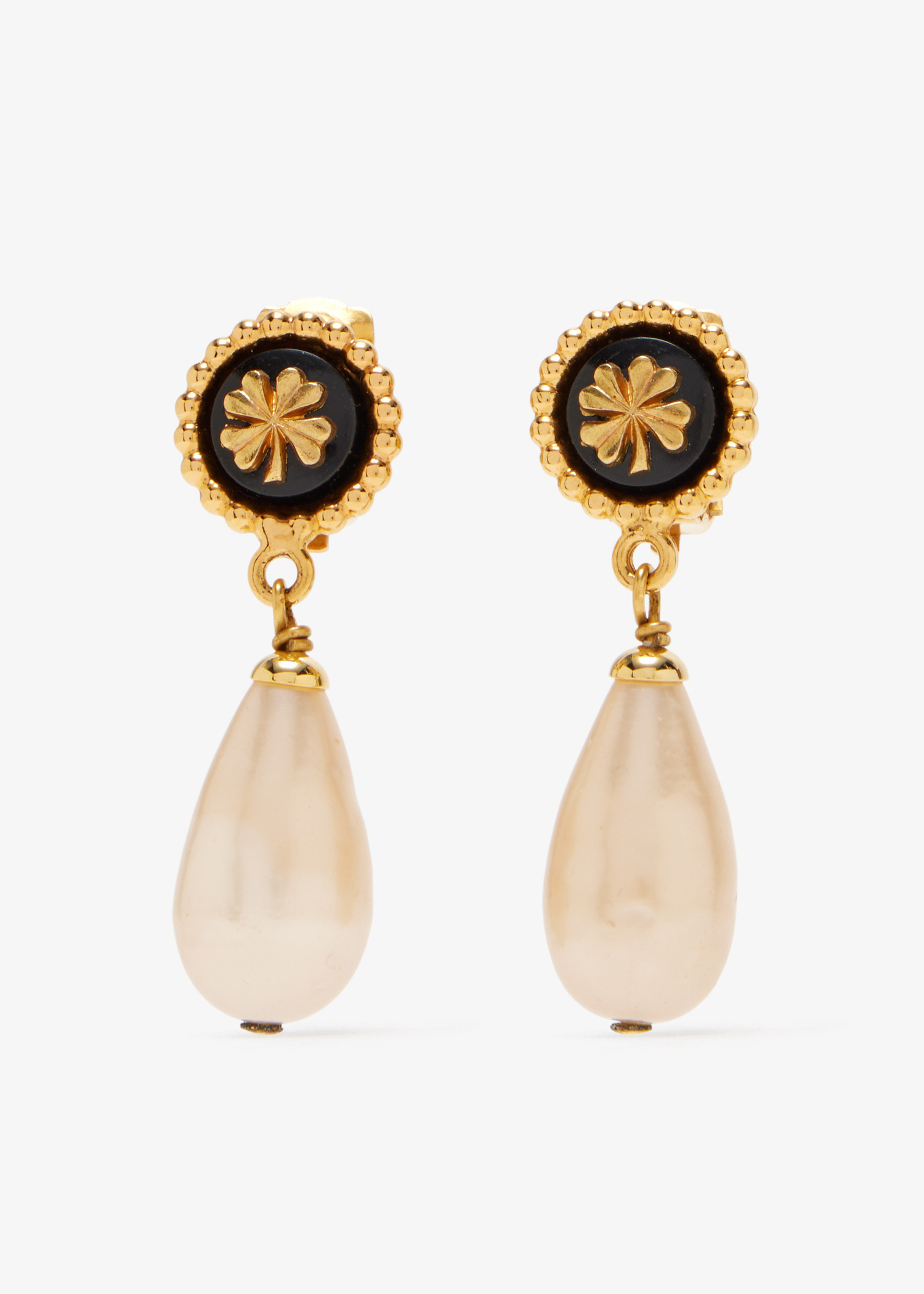 

Clover Faux Pearl drop earrings, Gold