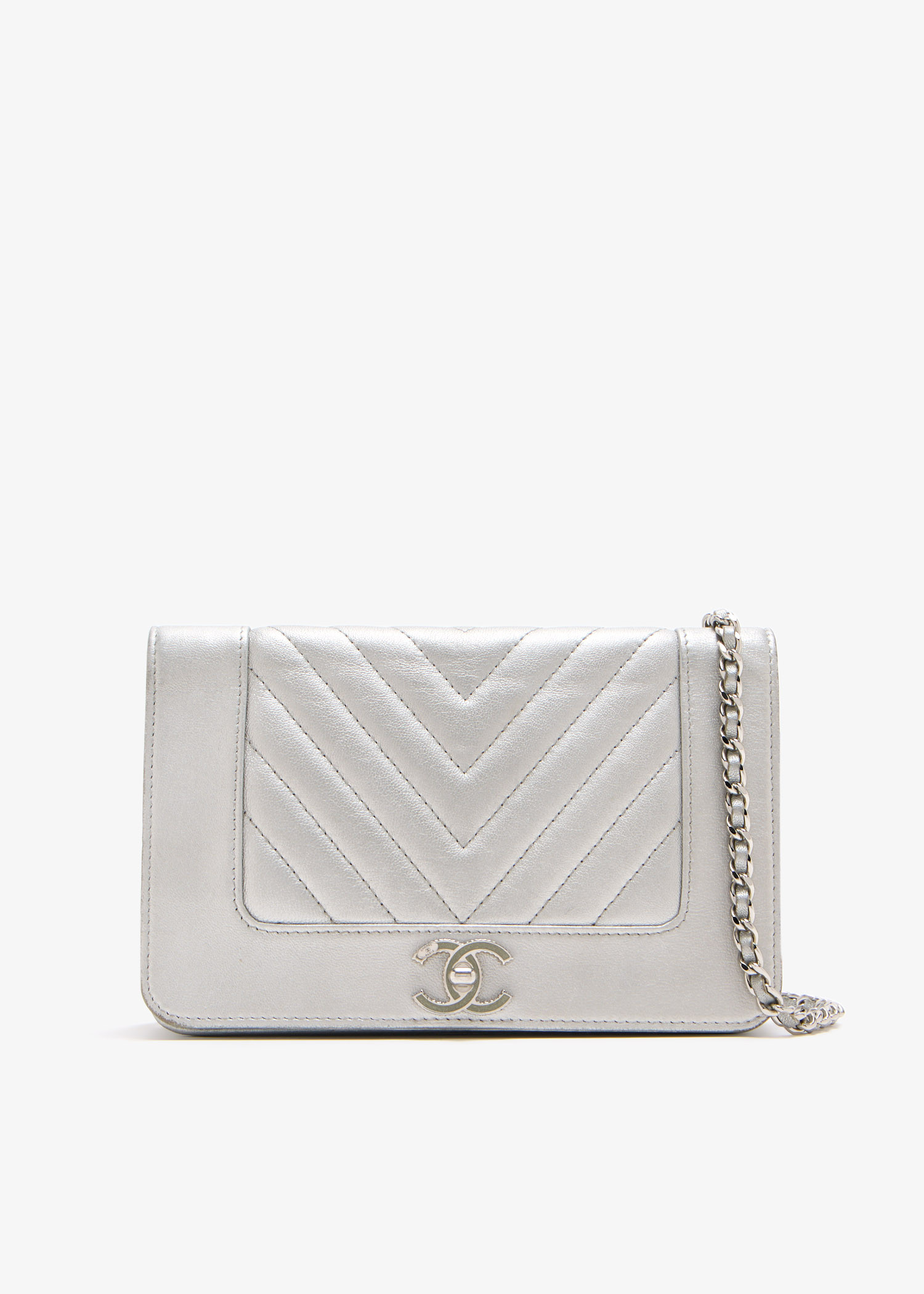 

Mademoiselle quilted chain wallet, Silver