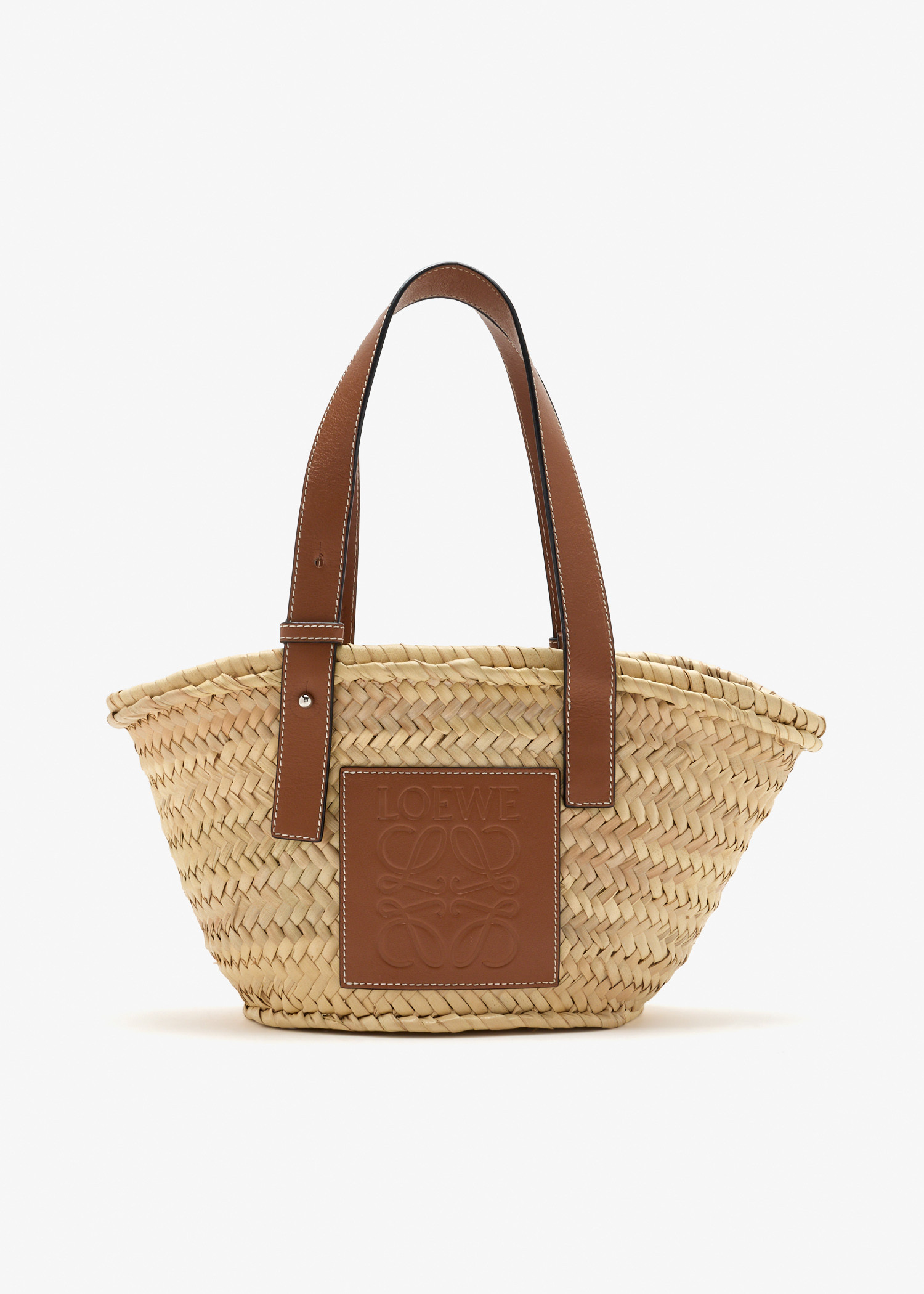 

Raffia Anagram small basket tote bag, Beige