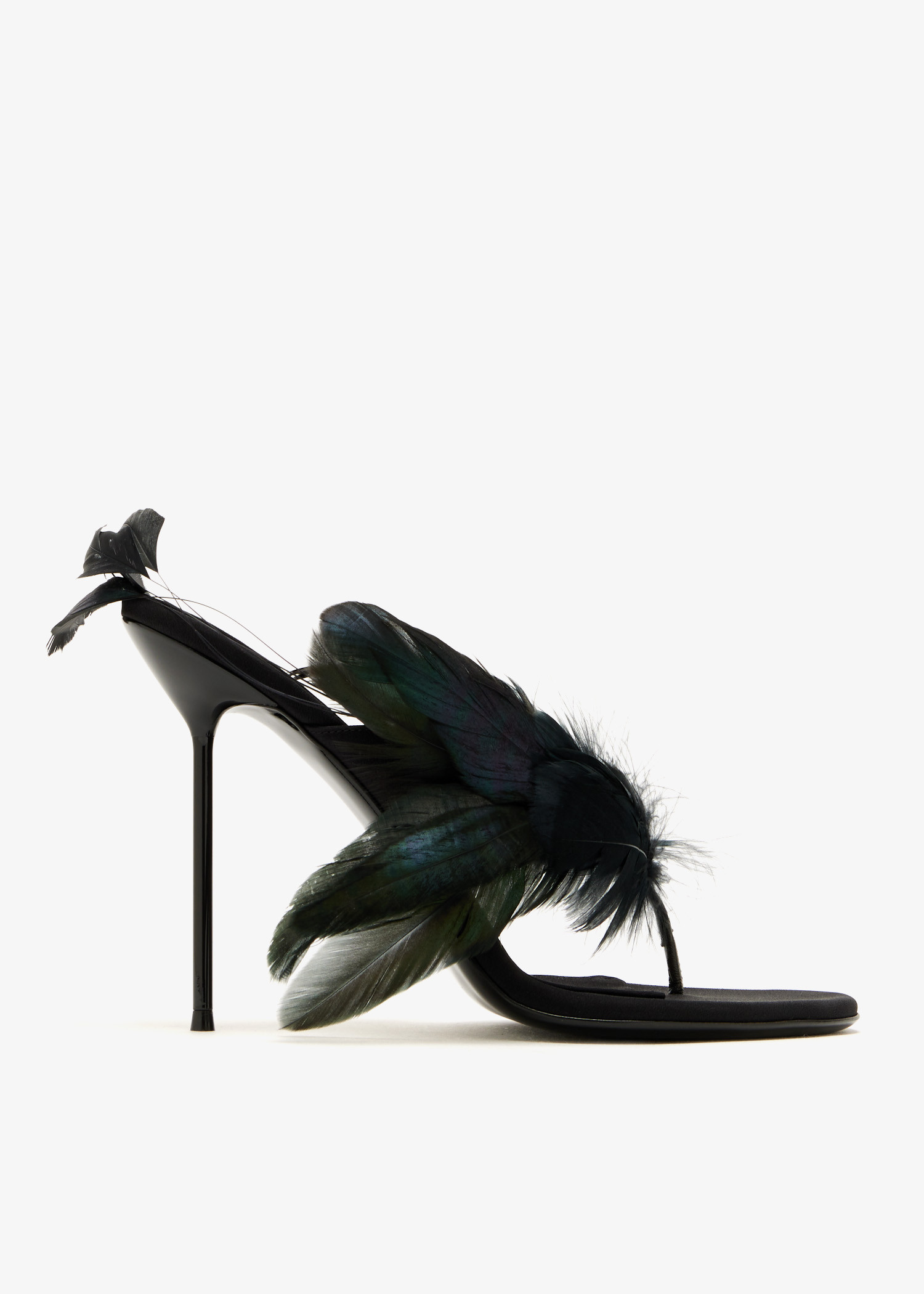 

Lidia feather thong mules, Black