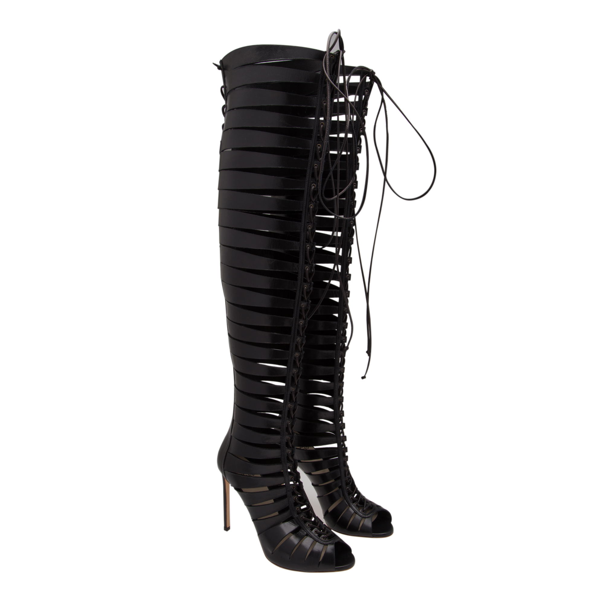 

Leather cut-out boots, Black