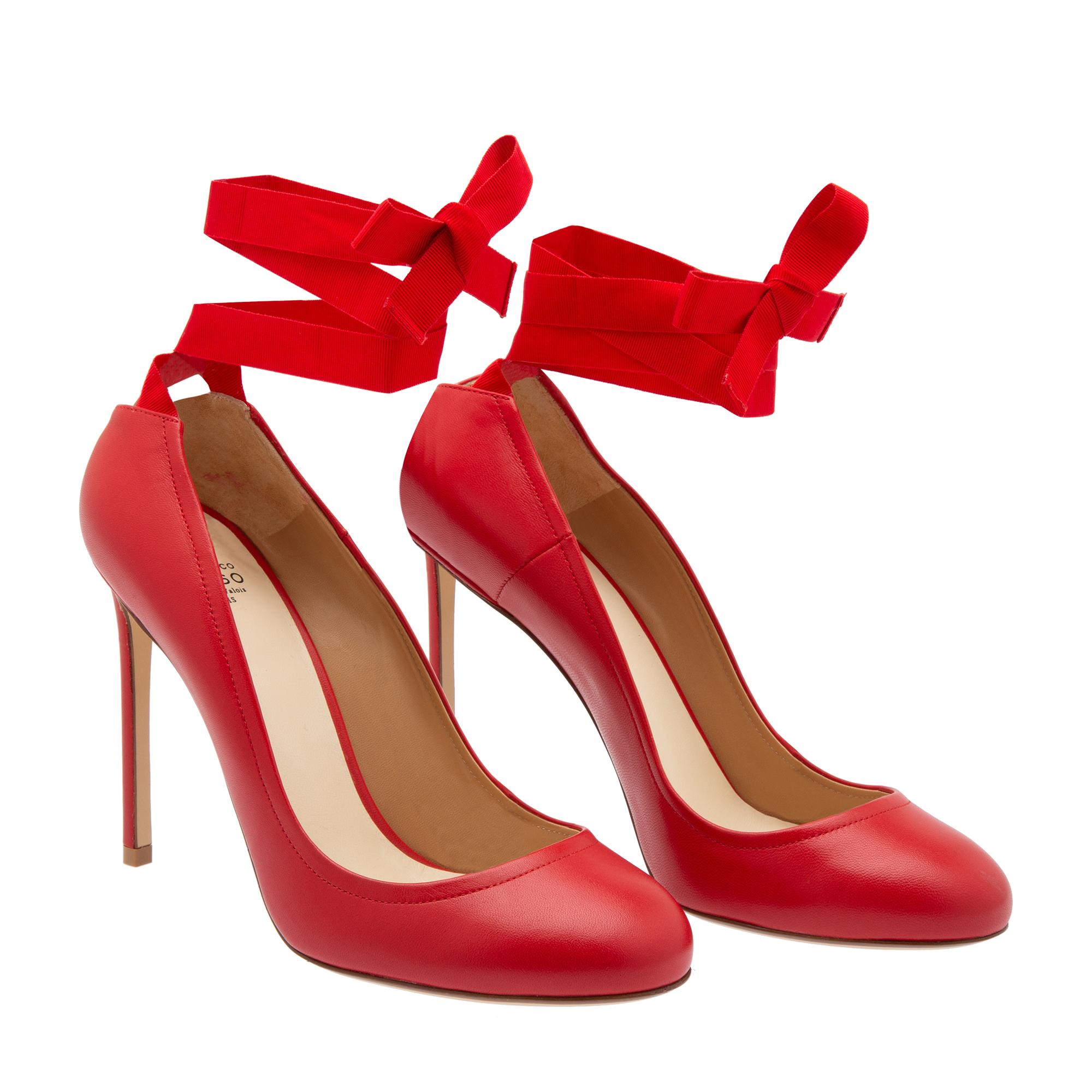 

Leather wrap-up pumps, Red