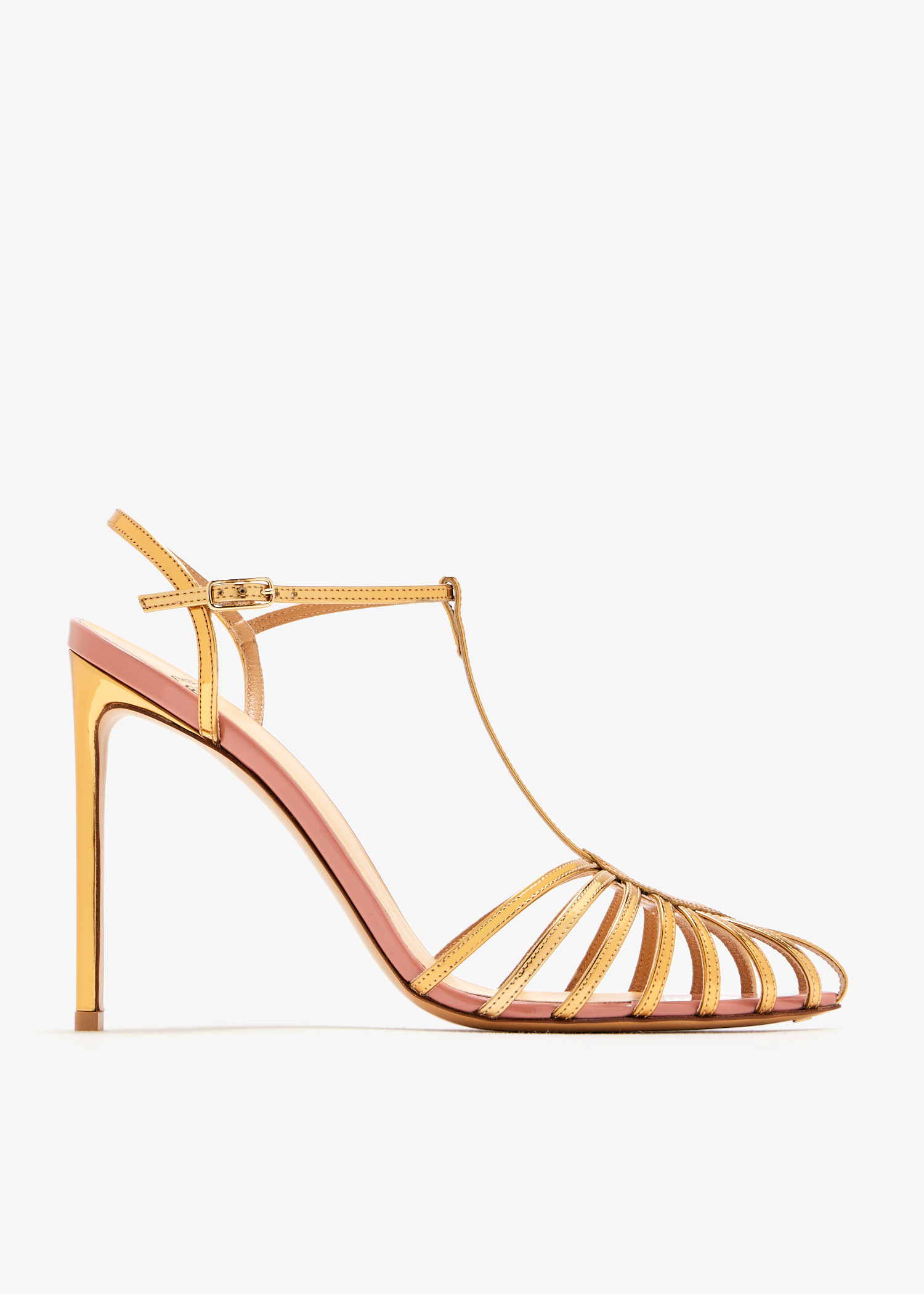 

Leather cage sandals, Gold