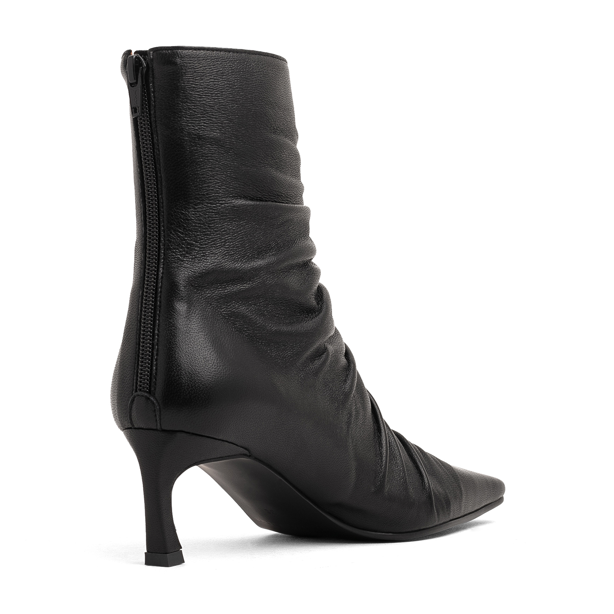 

Front Shirring ankle boots, Black