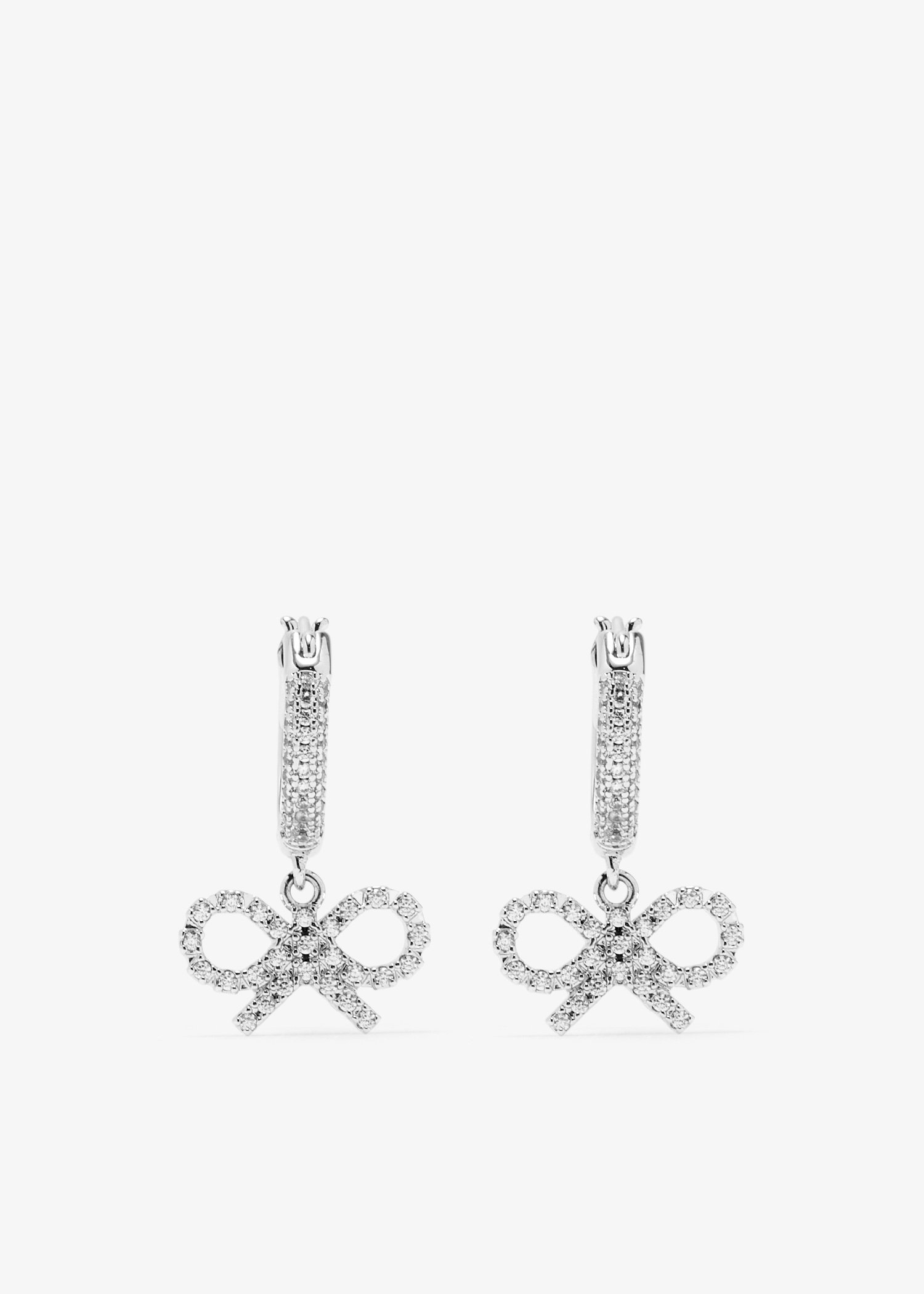 

Crystal Bow hoop earrings, Silver