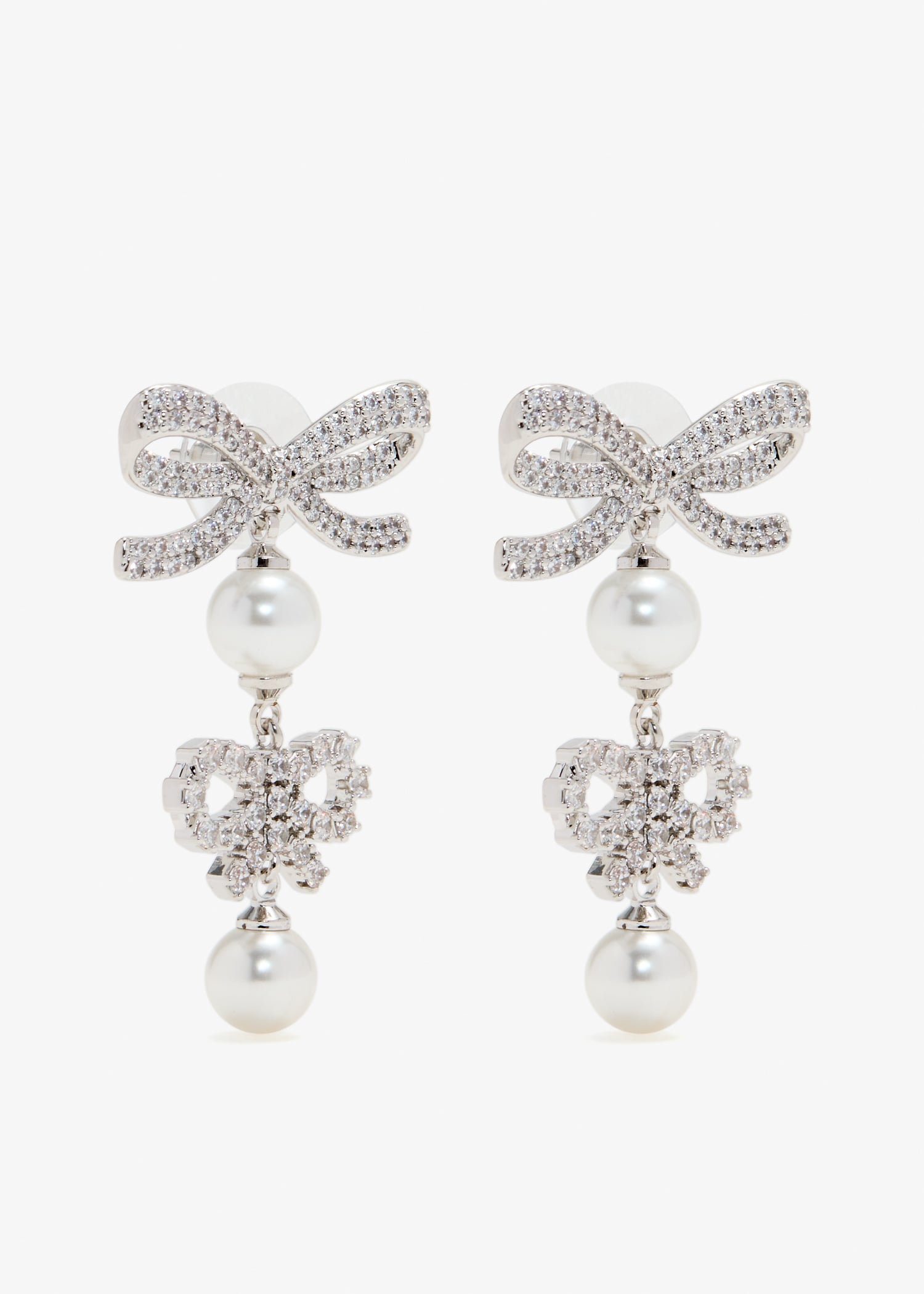 

Double Bow pearl earrings, Silver