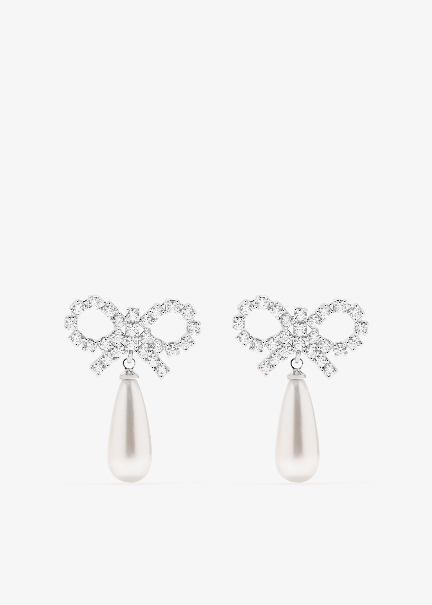 

Crystal Bow pearl earrings, Silver