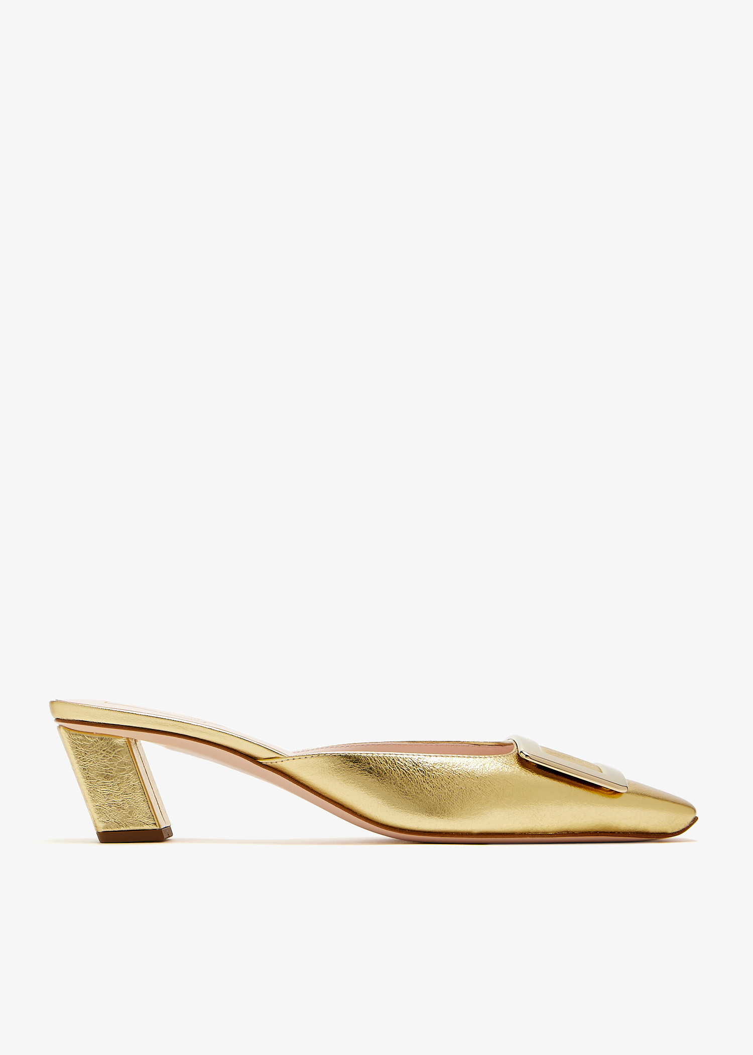 

Belle Vivier mules, Gold