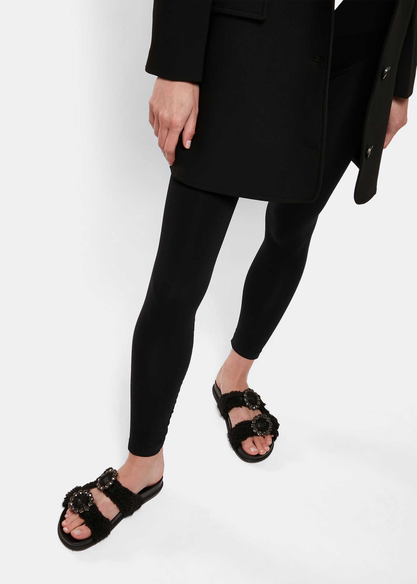 

Crystal-buckle sandals, Black