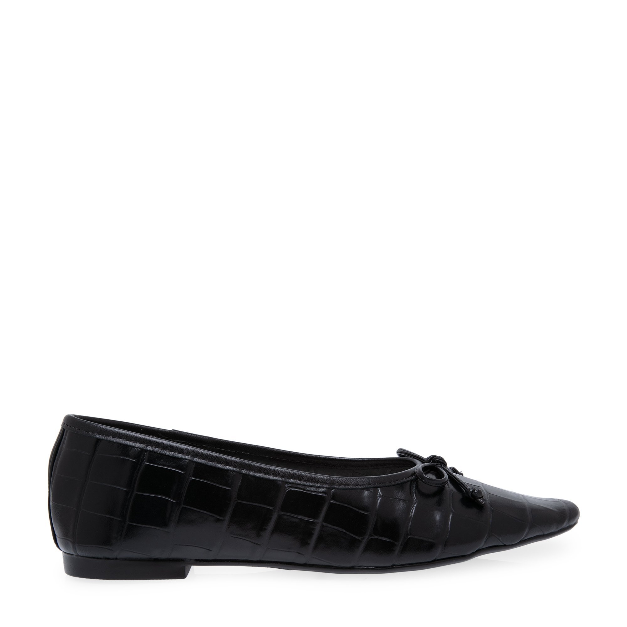 

Croc-effect flats, Black