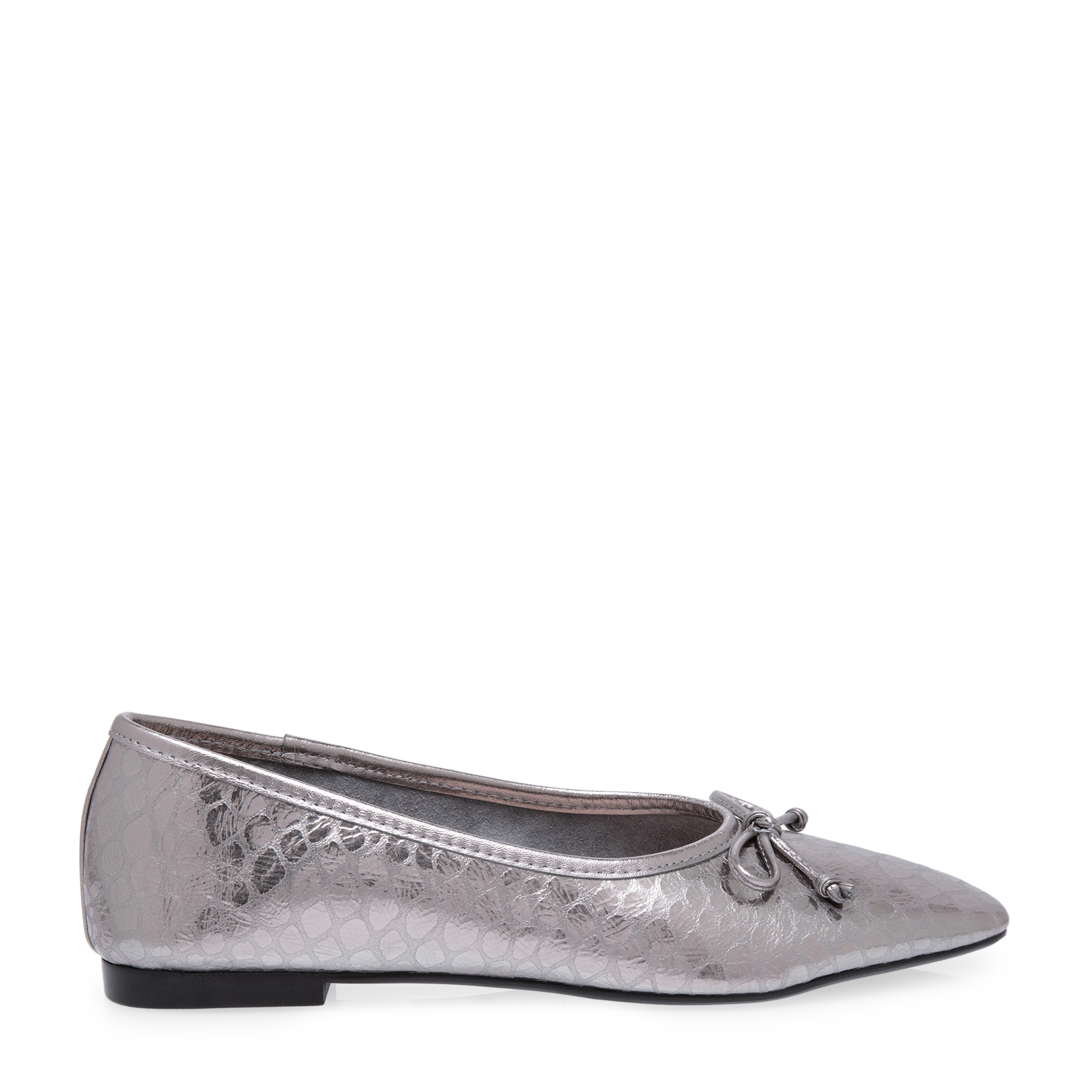 

Croc-effect flats, Silver