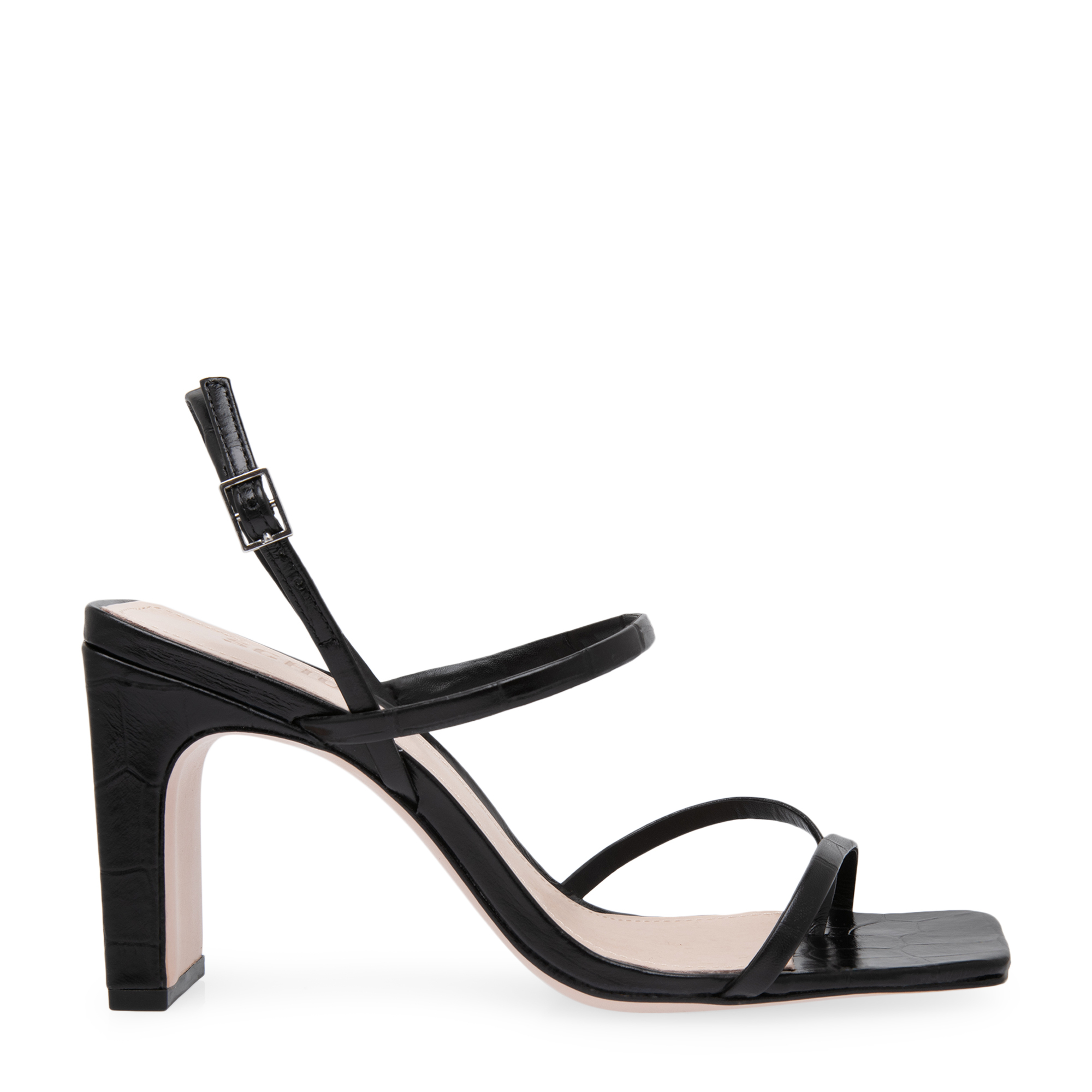 

Croc-effect leather sandals, Black